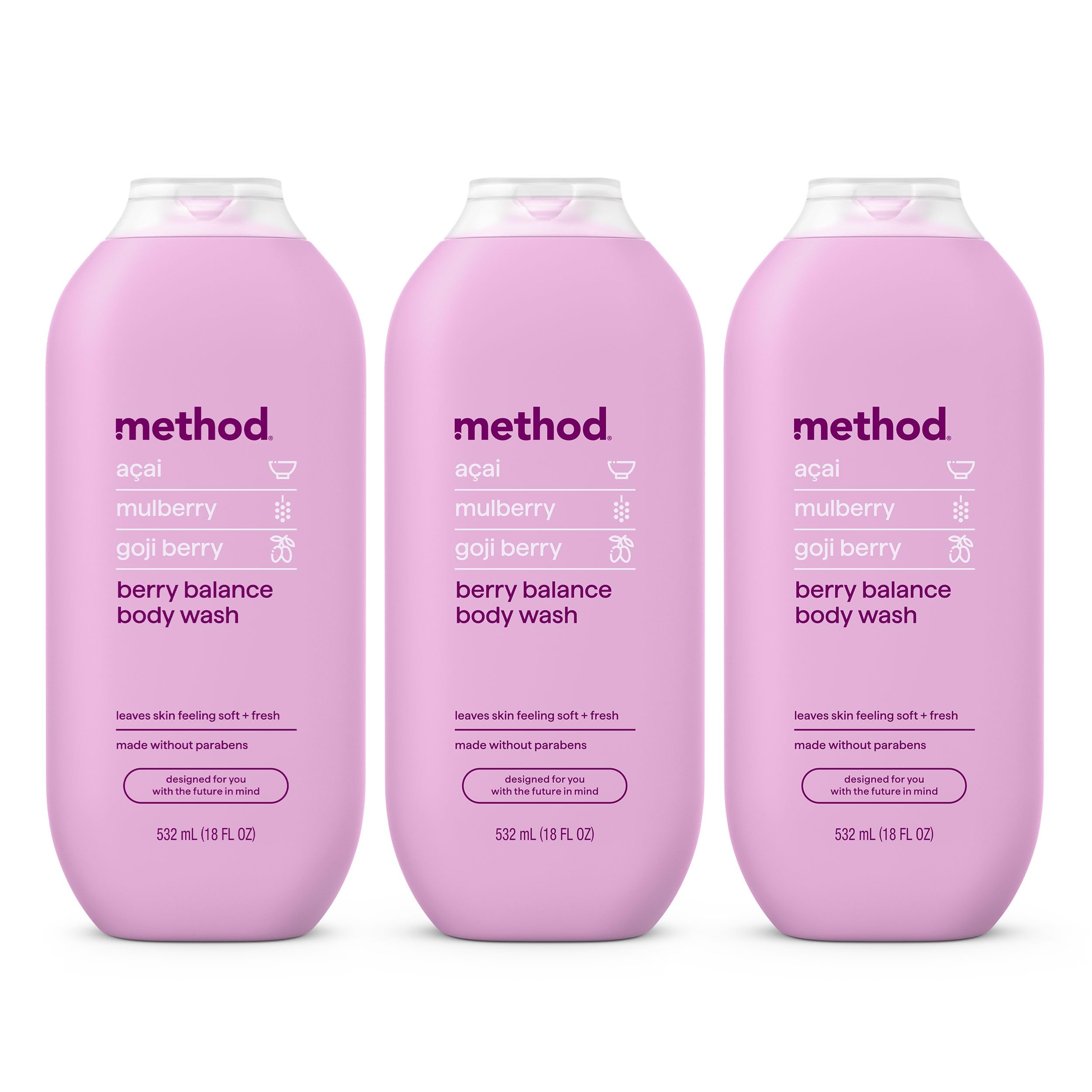 method Body Wash, Berry Balance, 18 fl oz, 3 pack