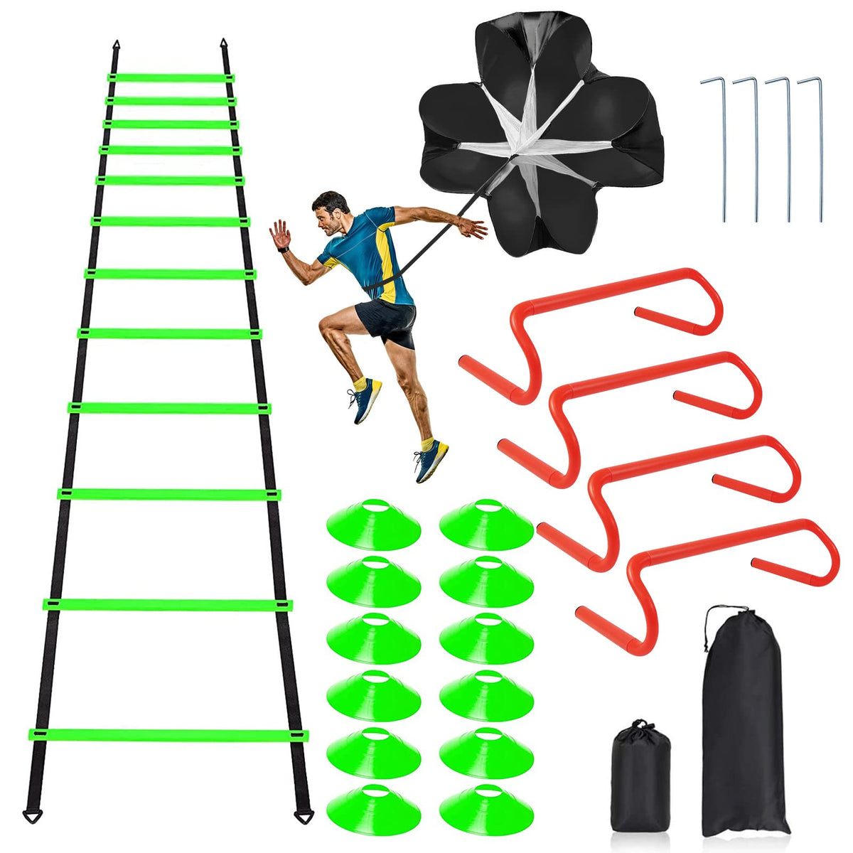 Speed Agility Ladder Training Equipment Set Includes 12 Rung - Rainmae Official Imagery - 7