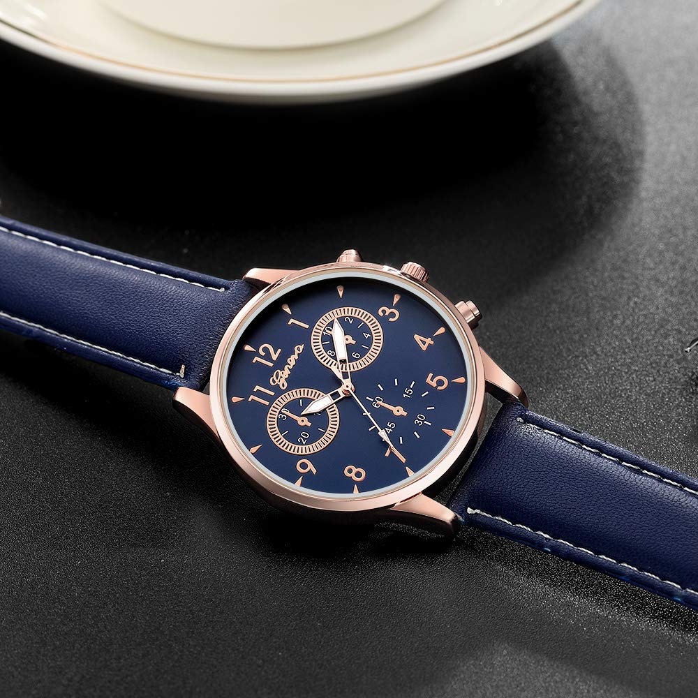6 Pack Men s Leather Quartz Watch Geneva Casual Dress Wrist - yunanwa Official Imagery - 8