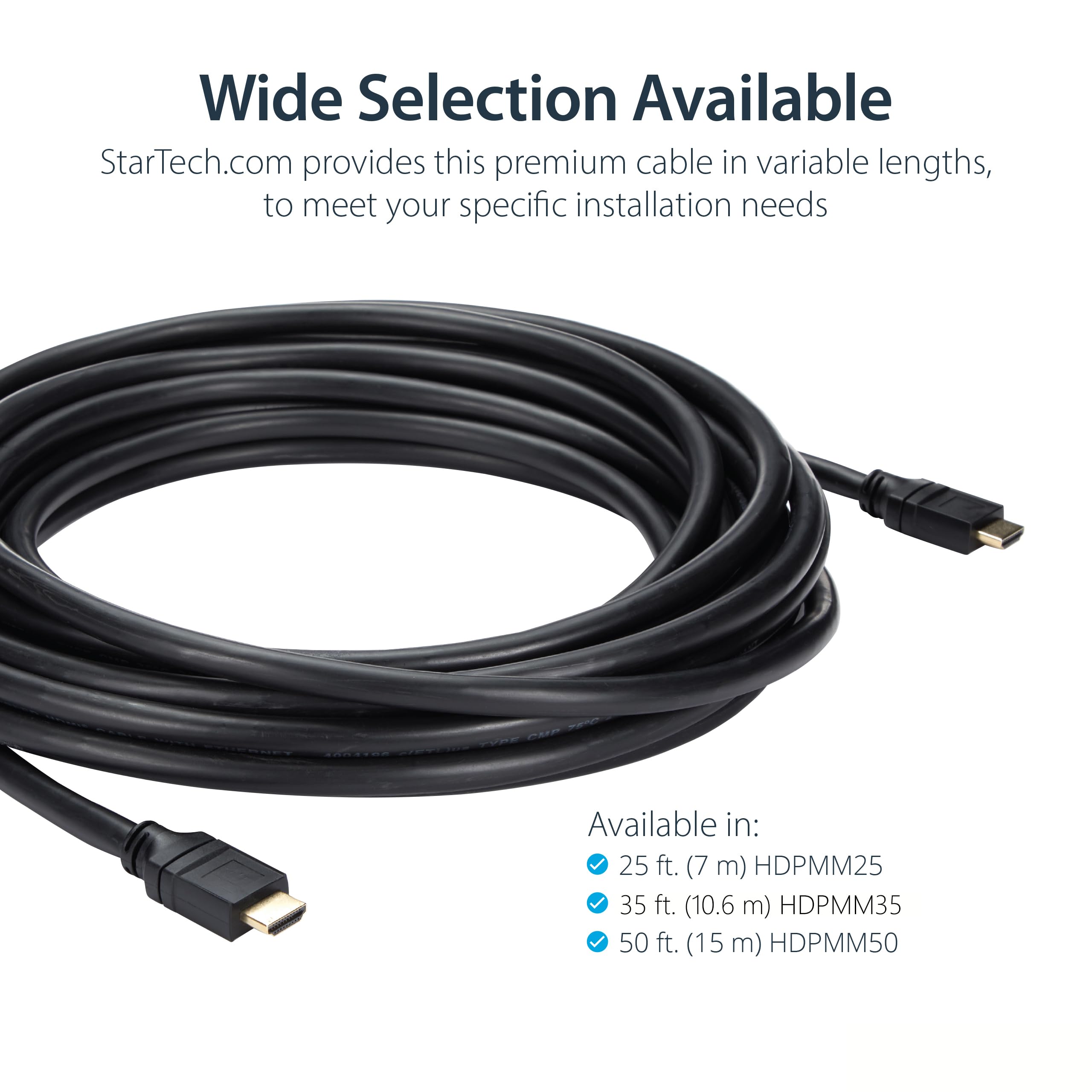 StarTech 35ft Plenum HDMI Cable, 4K 30Hz, 10.2Gbps, Male to Male (HDPMM35)