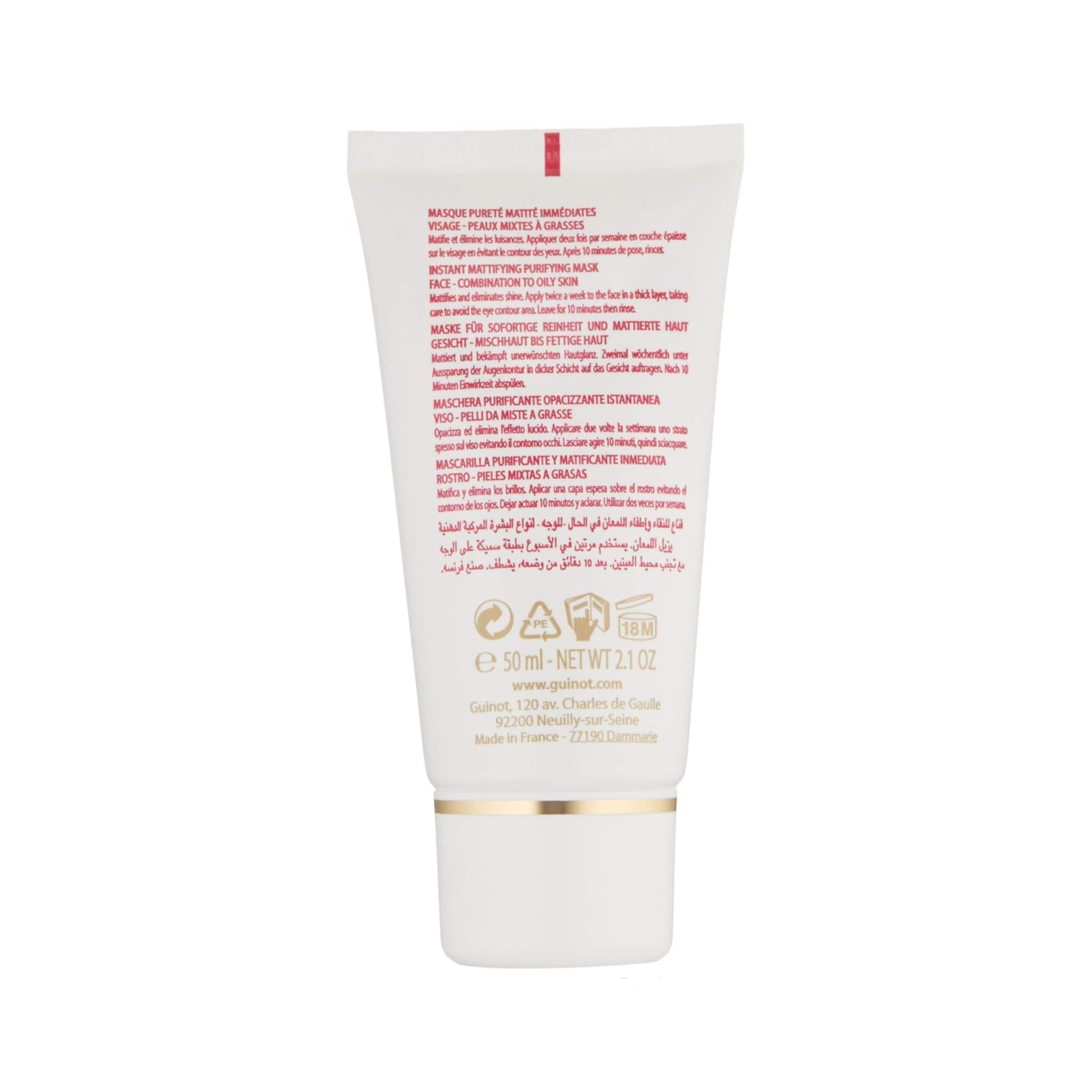 Elefair Guinot Pure Balance Mask in 2.1 oz jar, creamy skincare product for balanced, clear skin.