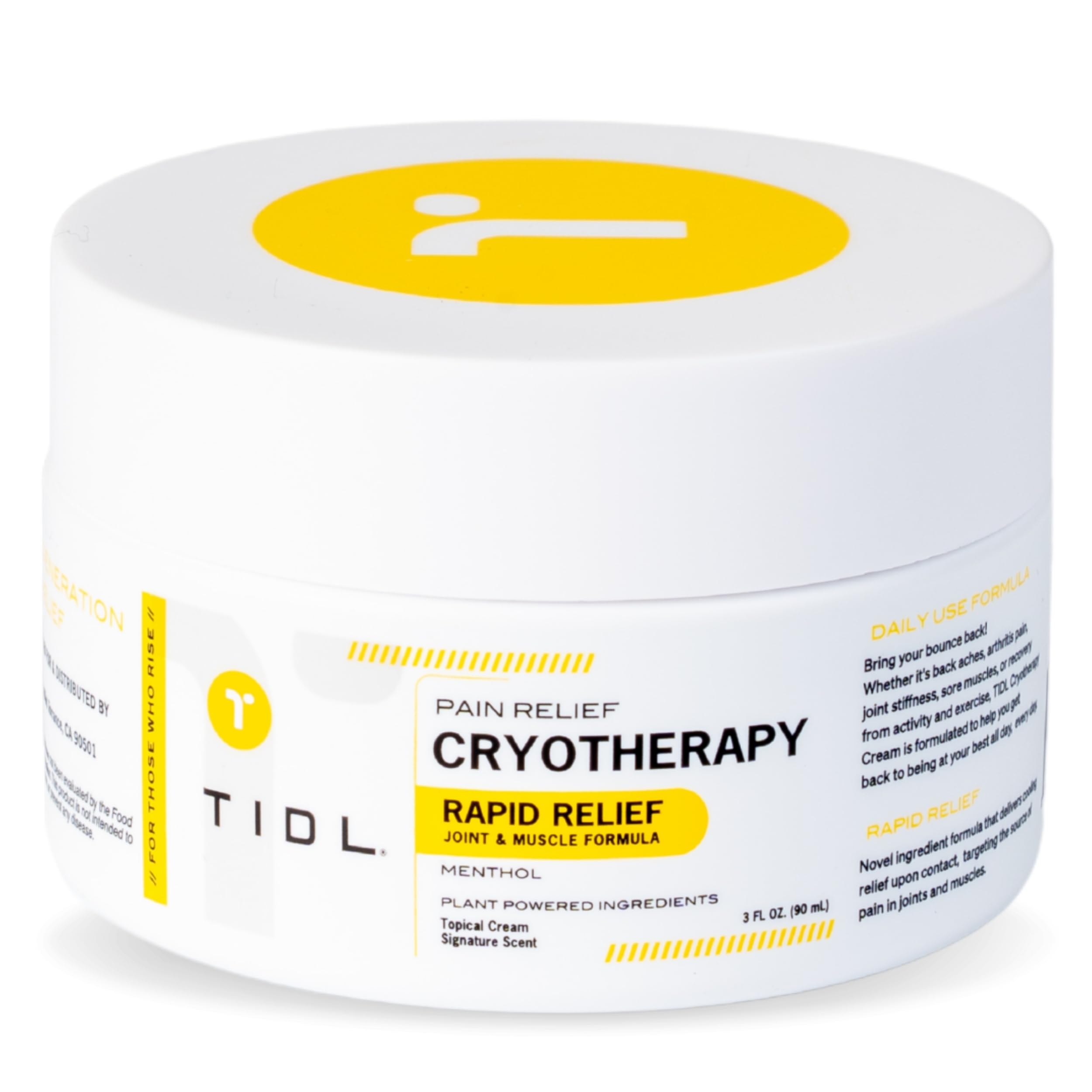 TIDL Cryotherapy Pain Relief Plant-Based Menthol Cream, 3 fl oz