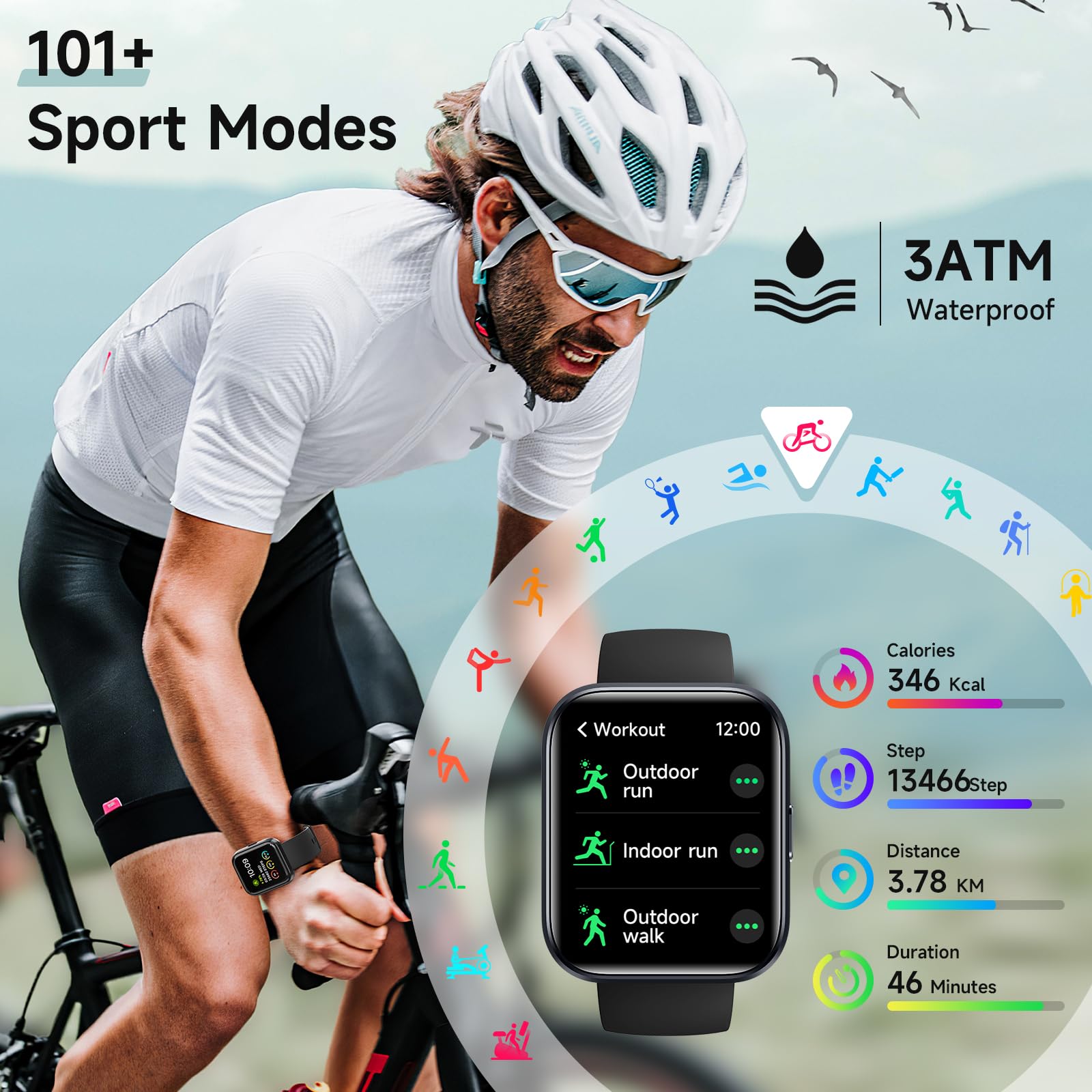 Gydom Smart Watch for Men Women, 1.8" Fitness Tracker for Android & iP - View 5