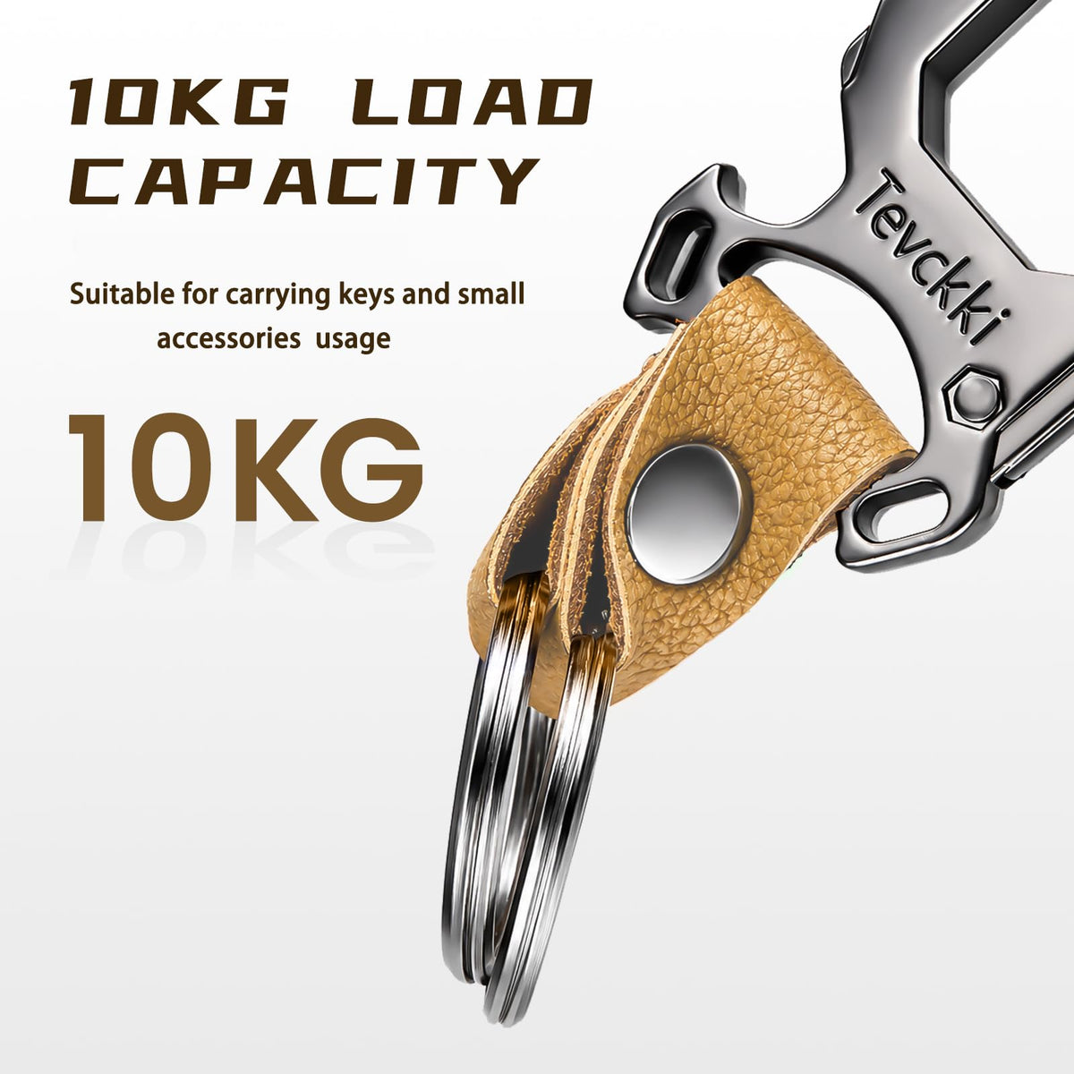 Tactical leather keychains Carabiner Car Key Chains Bottle - Tevckki Official Imagery - 4