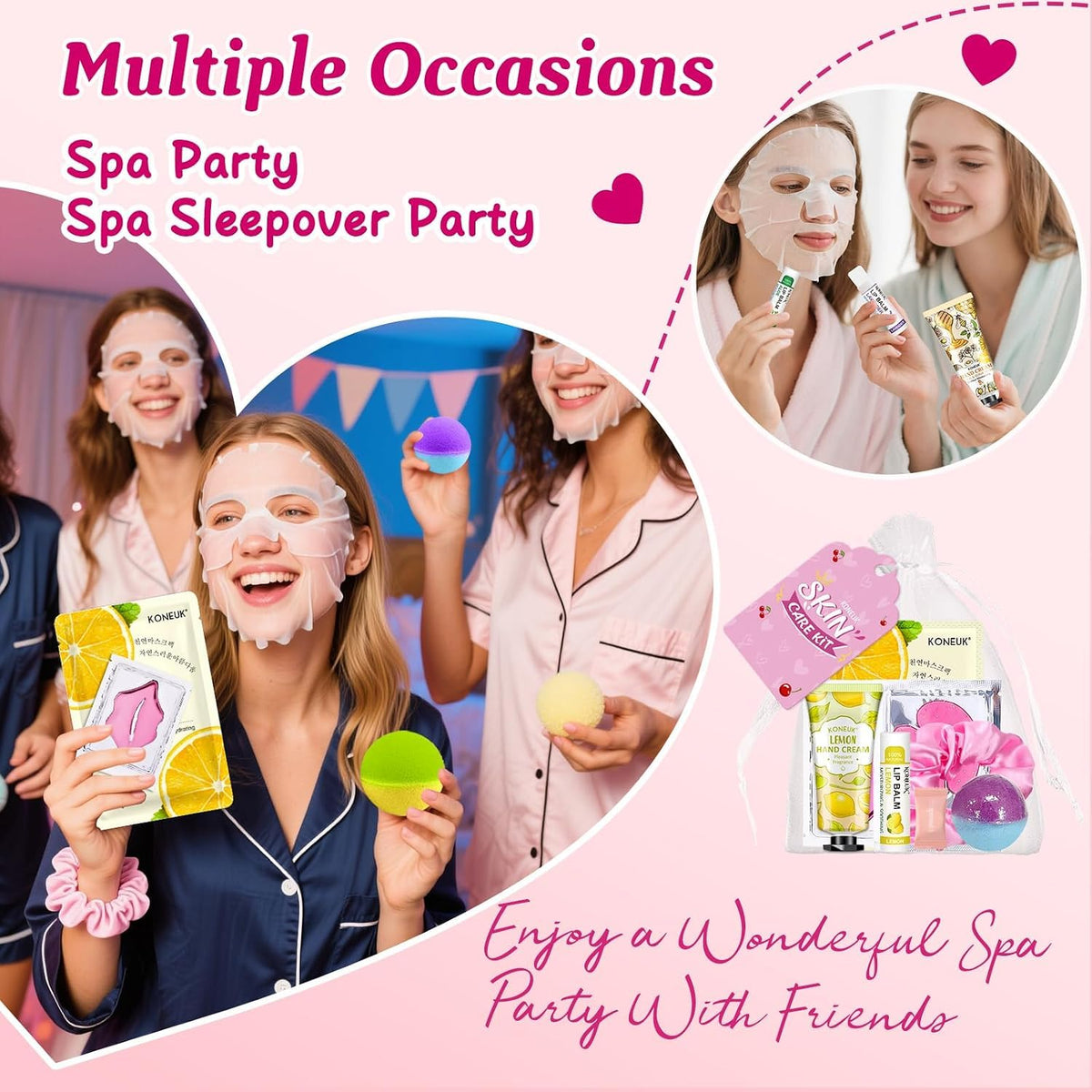 60PCS Spa Party Supplies for Girls Sleepover Party Supplies - KONEUK Official Imagery - 4