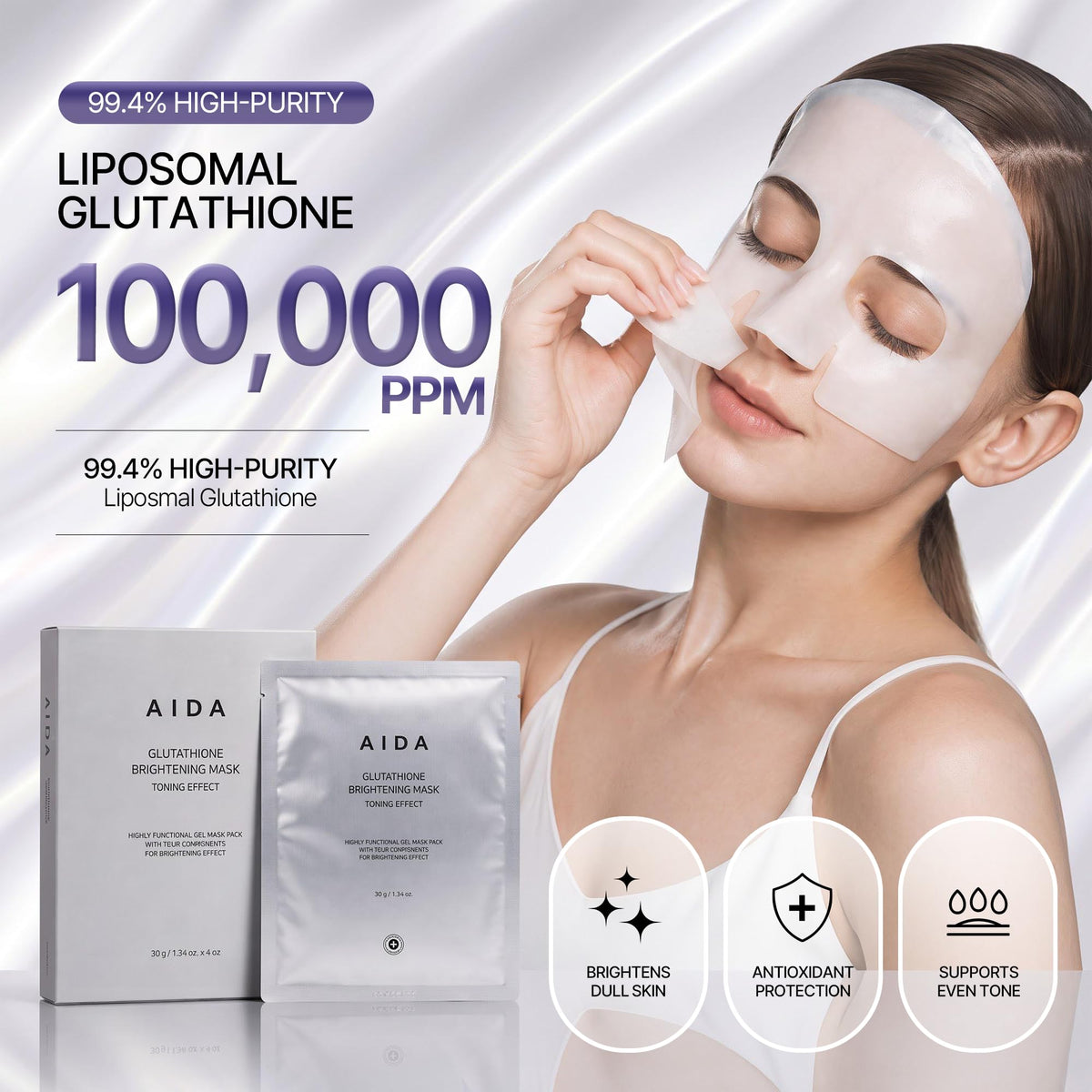 AIDA Glutathione Hydrating Face Mask Korean Sheet Mask for - AIDA Official Imagery - 5