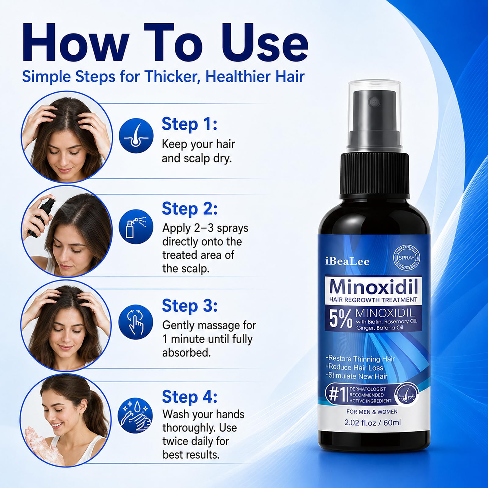 YUEJOIKL 5% Minoxidil and Women Hair Growth, Minoxidil Spray Hair Regrowth with - YUEJOIKL Official Product View 7