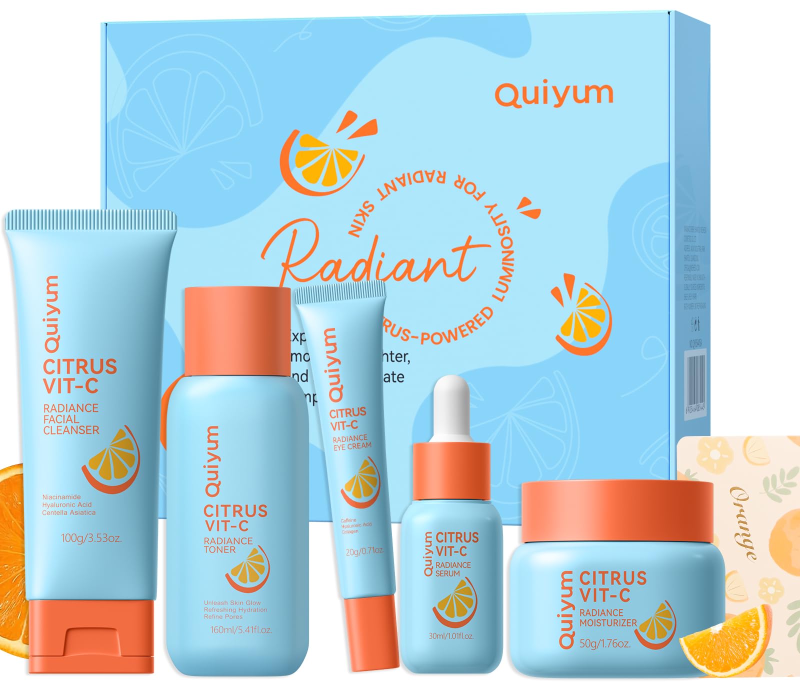Citrus Vitamin C Skincare Set (5-Piece) – Facial Care Routine Kit - Product Imagery