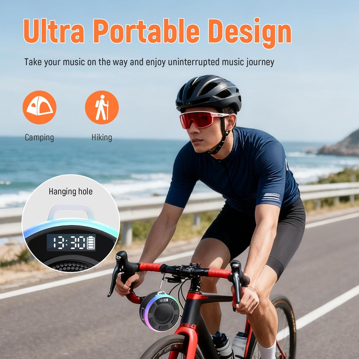 PRSCFUM IPX7 waterproof shower Bluetooth speaker with compact design, portable small speaker for music in wet environments