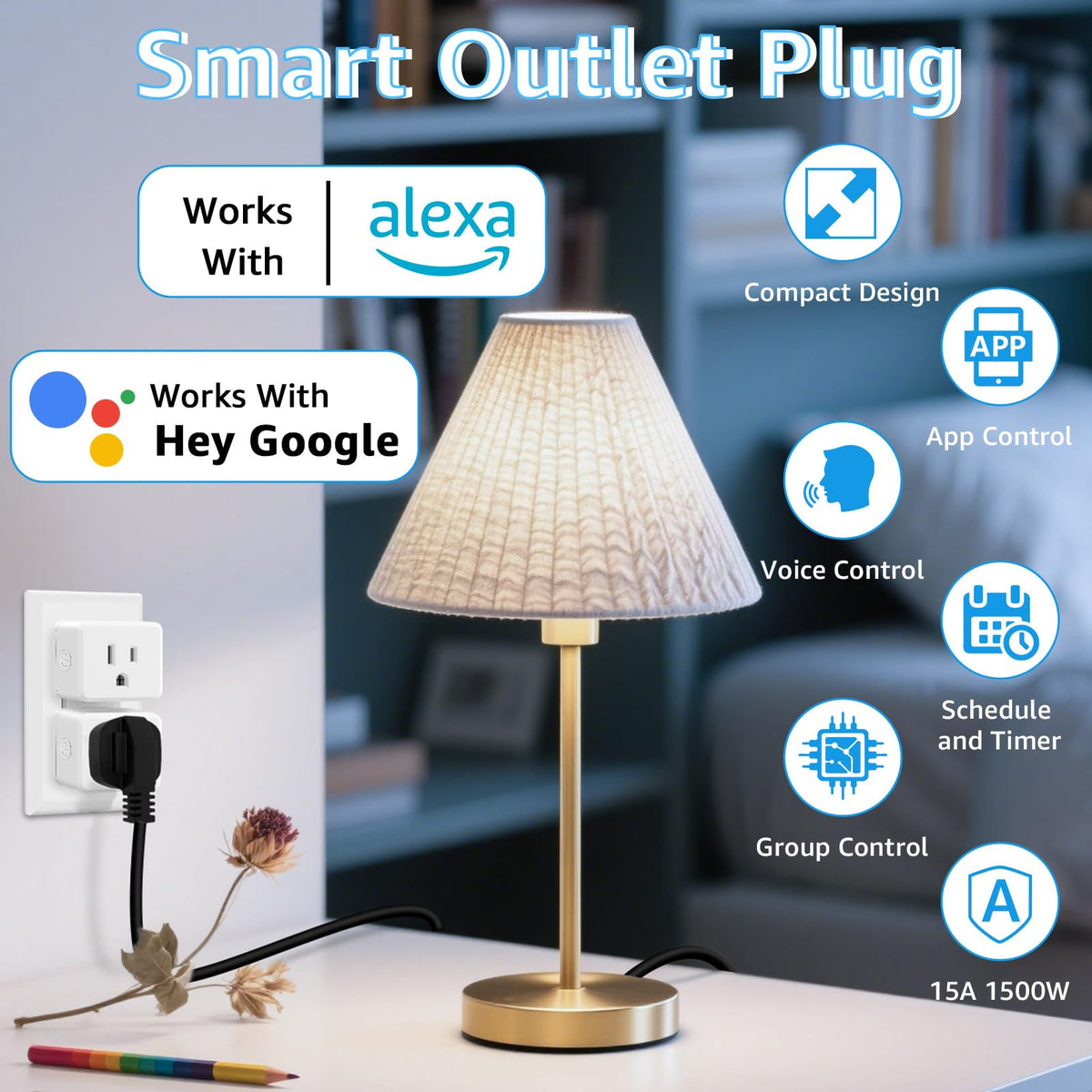Greencycle WiFi Plug with Switch 2 Sets App Voice Wireless - greencycle Official Imagery - 3