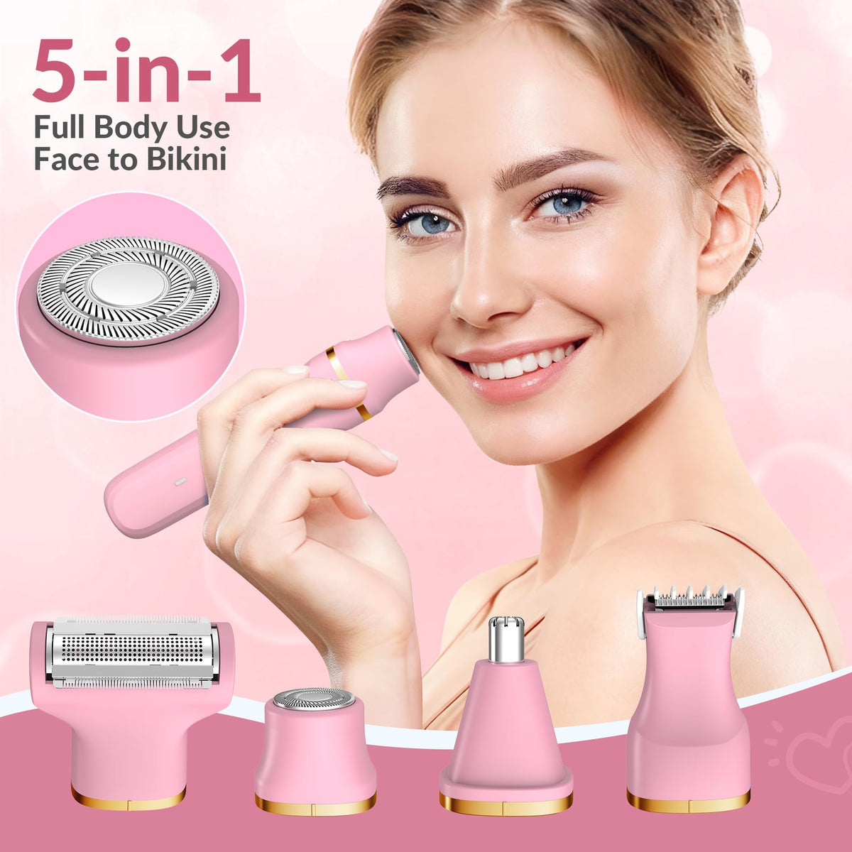 KINGTEE 5 in 1 Electric Bikini Trimmer for Women IPX7 - KINGTEE Official Imagery - 5