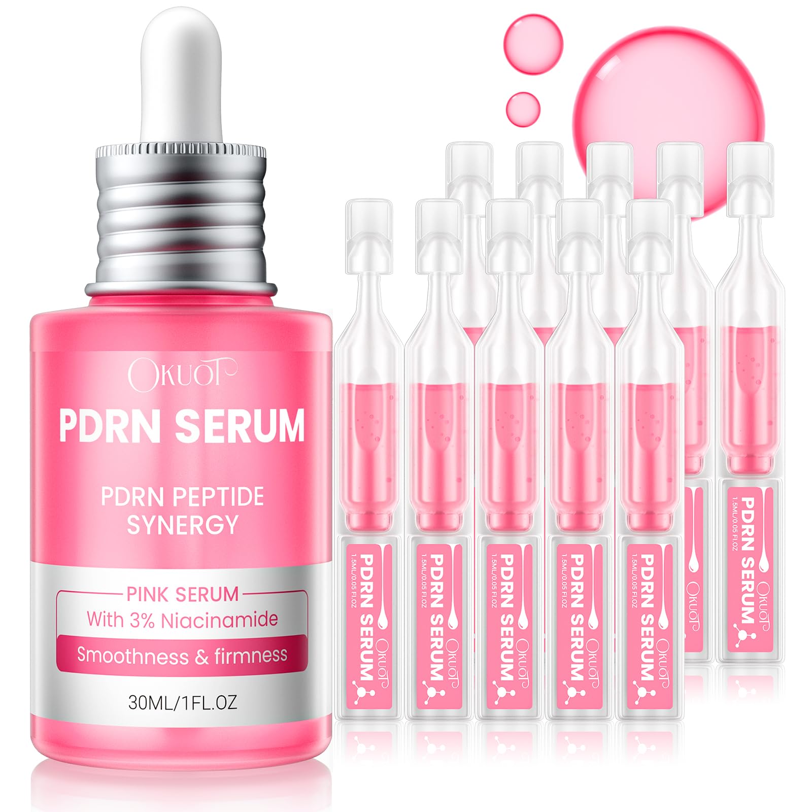 PDRN Pink Serum 10000ppm Salmon DNA Niacinamide Peptides 1 - OKUOT Official Imagery - 2