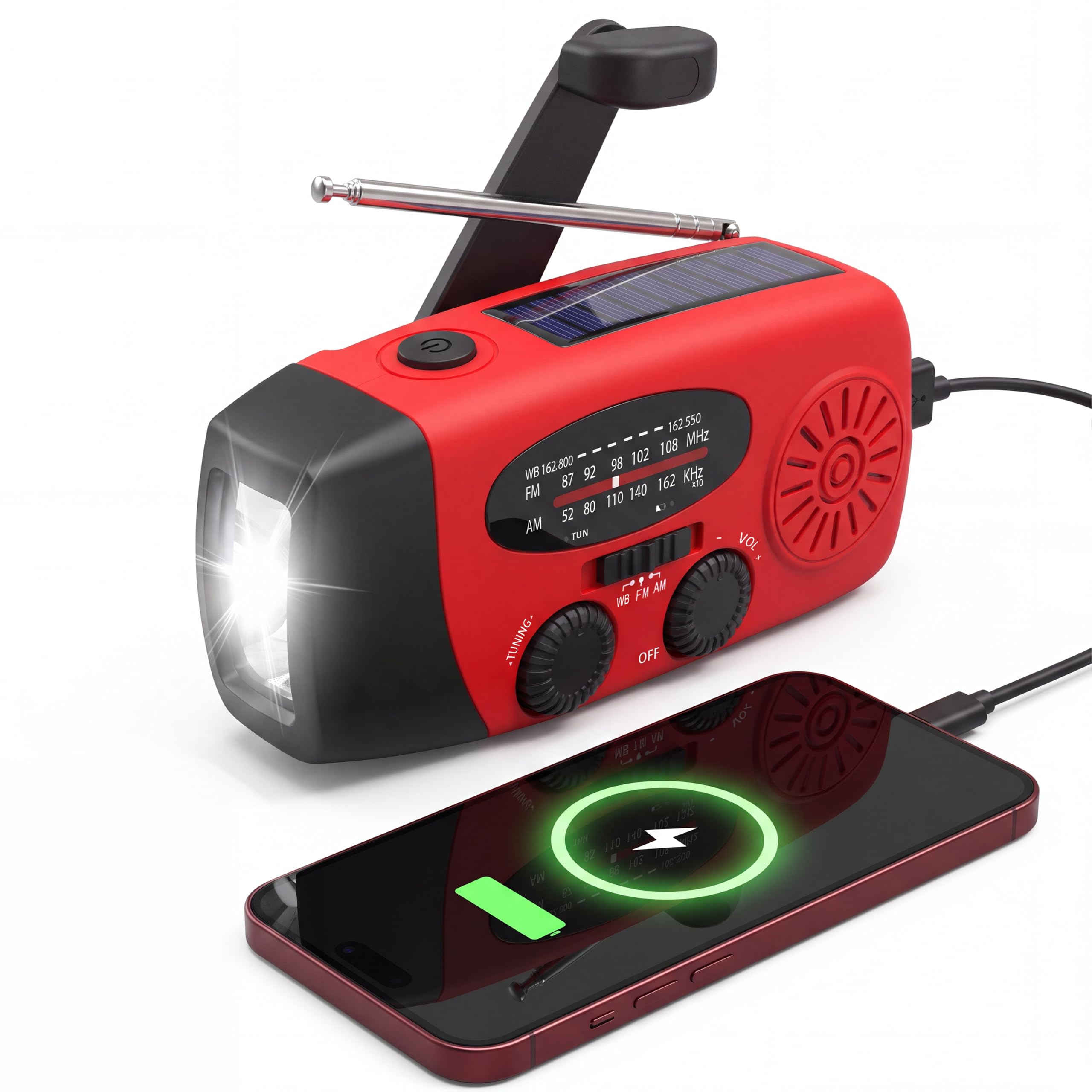 RunningSnail Hand Crank Radio with LED Flashlight,2000mAh NOAA AM - RunningSnail Official Product View 1