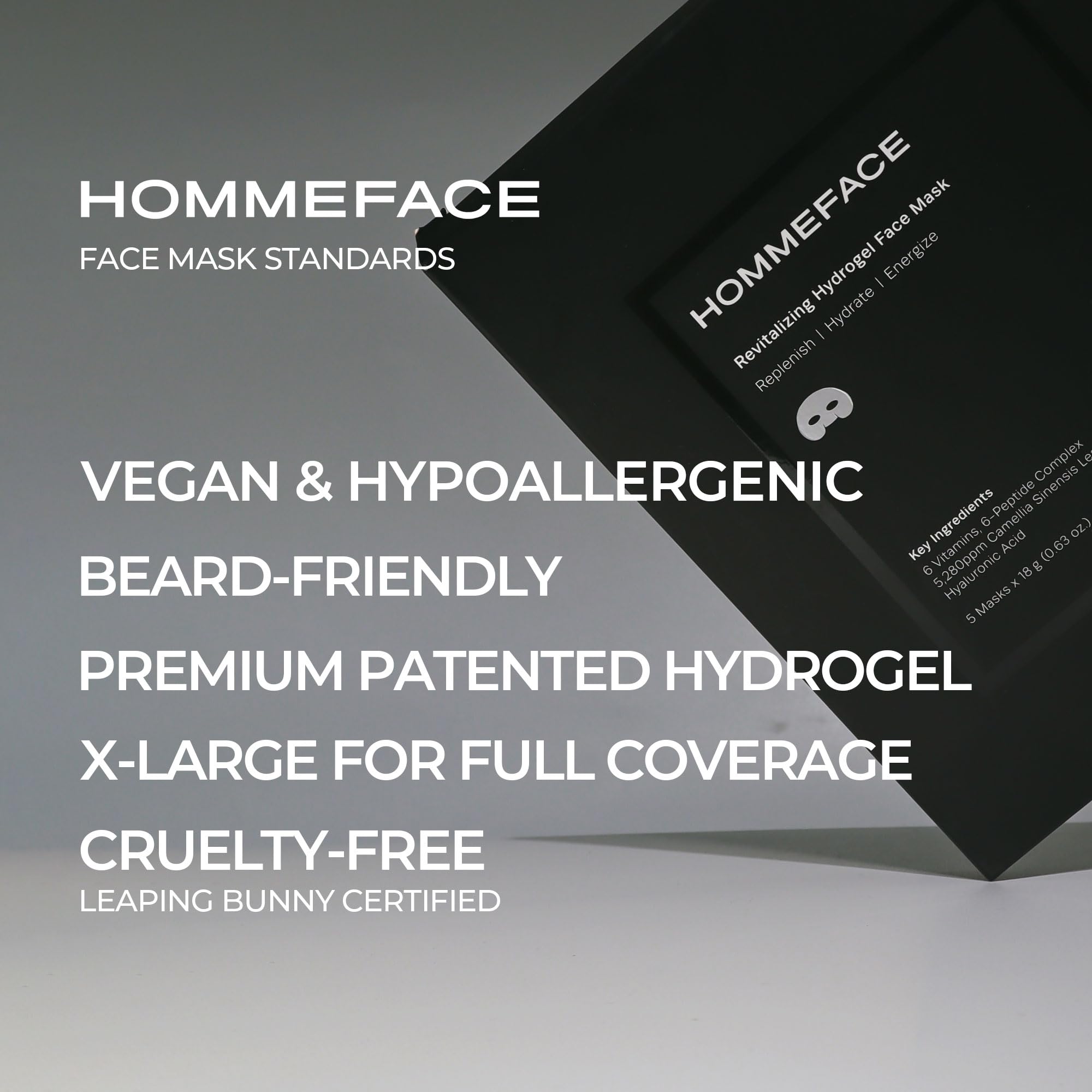 Men’s Revitalizing Hydrogel Face Sheet Mask Set, 5ct. - HommeFace