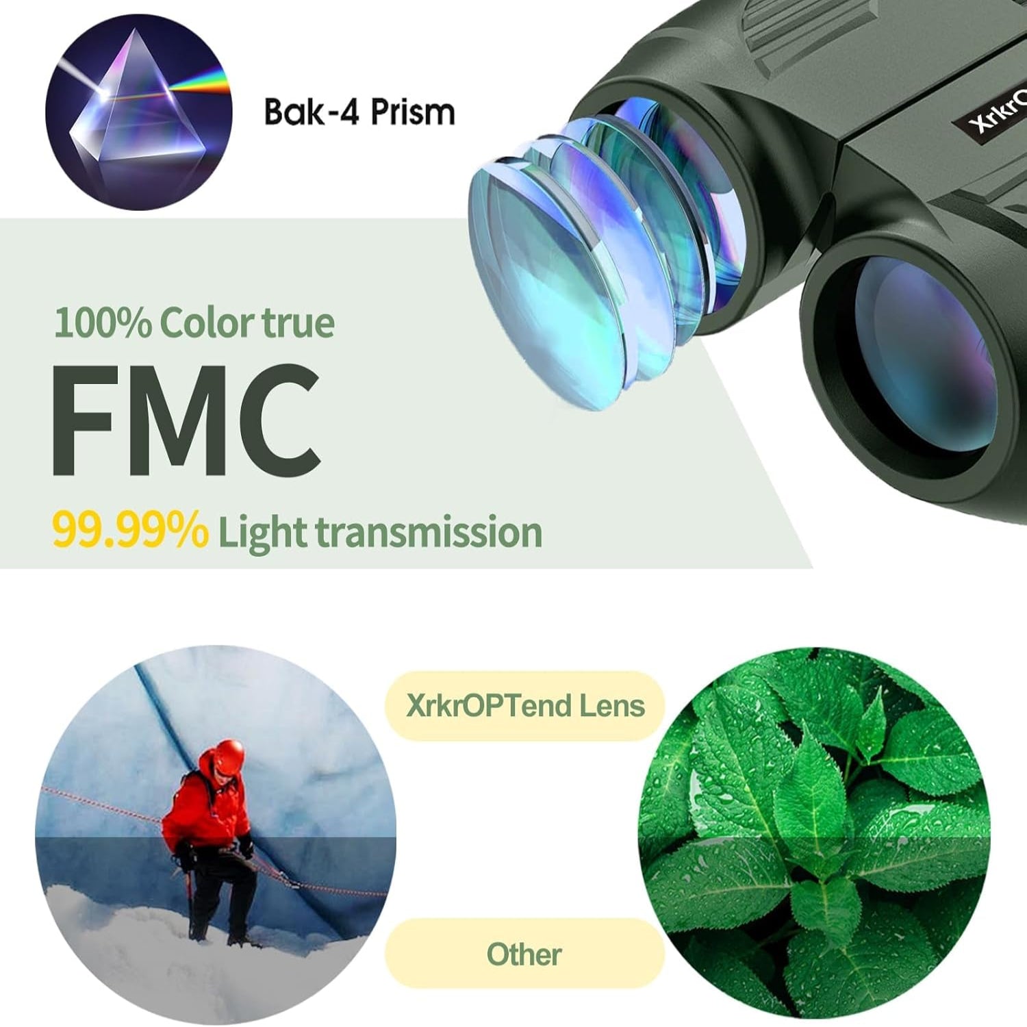 Compact XrKrOPTend binoculars with strap, 20x25 magnification, lightweight, suitable for kids and adults, with clear, sharp vision.