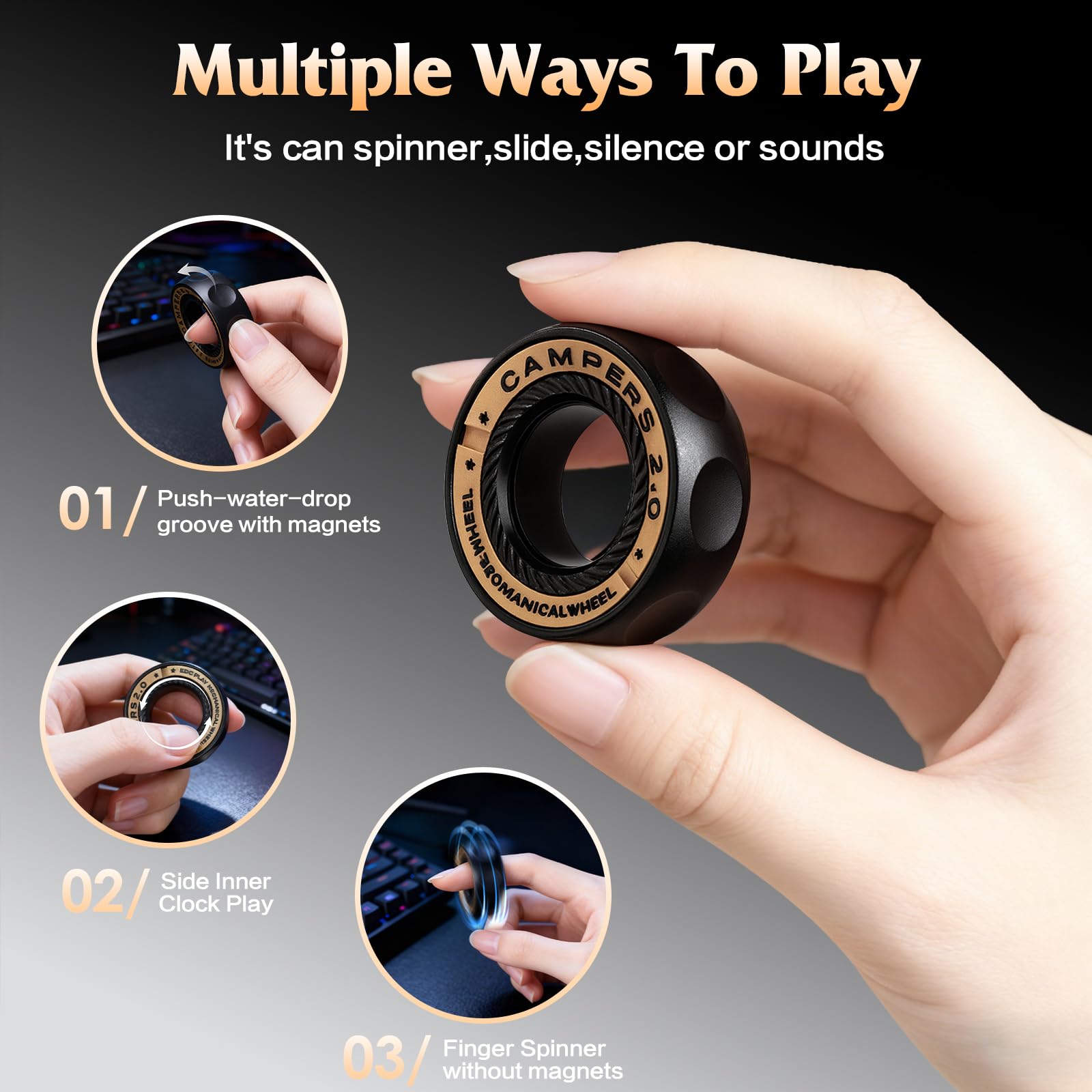 INNÔPLUS Magnetic Fidget Spinner Rings – Stress Relief EDC