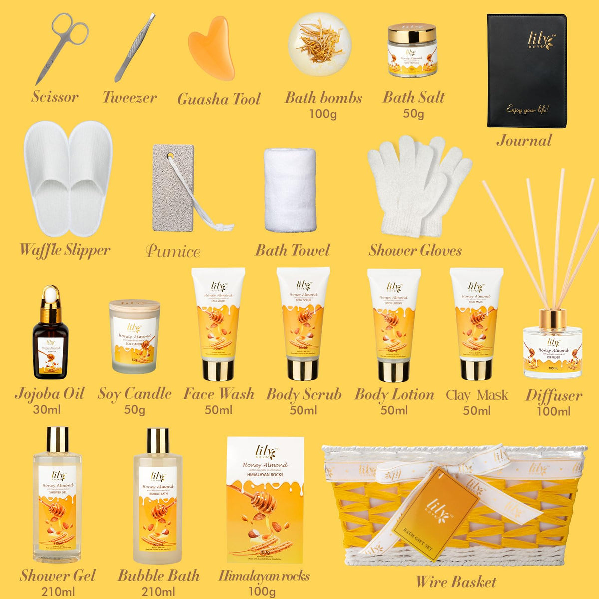 21Pcs Spa Gifts Set Moisturizing Almond Spa Gift Baskets for - LILY ROY Official Imagery - 4