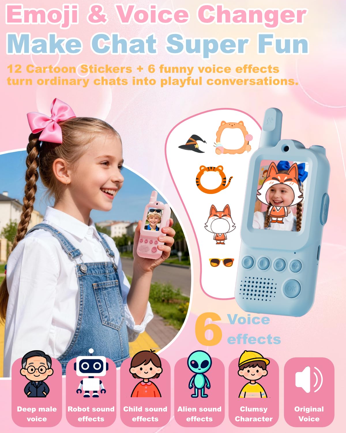 Video Walkie Talkies for Kids 2 Pack Rechargeable Video - Anfrandce Official Imagery - 5