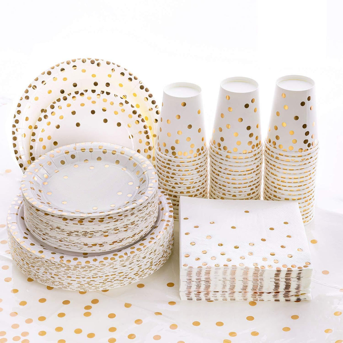 hapray Gold Plates 201 Pcs Disposable Dinnerware Set for 50 - hapray Official Imagery - 1