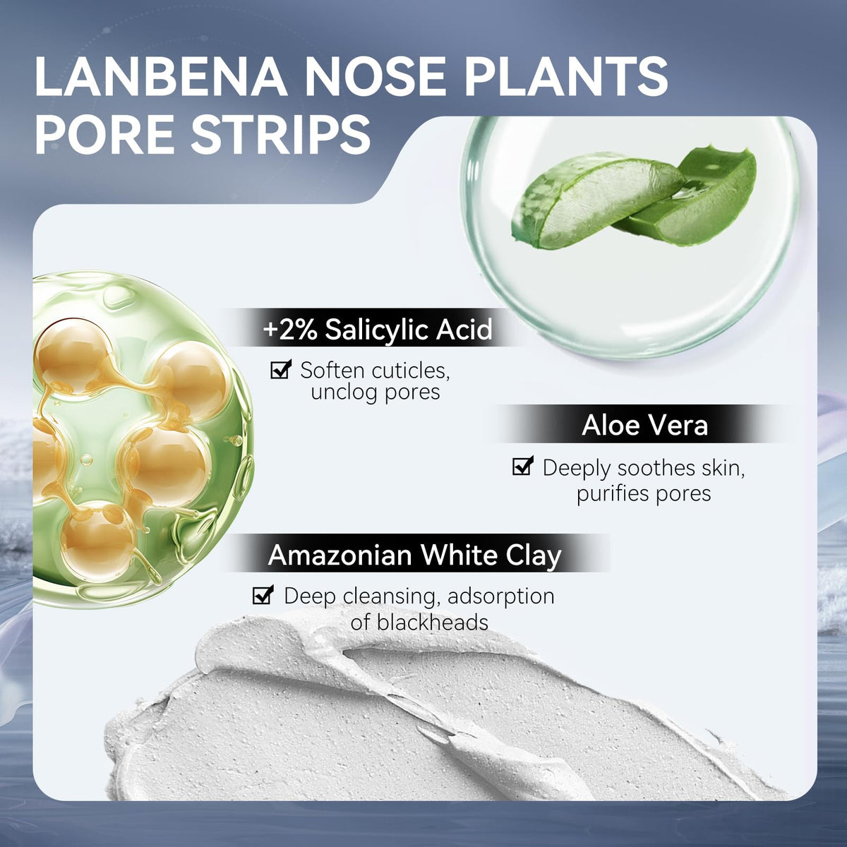 LANBENA 3 in 1 Blackhead Remover Set Pore Strips 30g Pore - LANBENA Official Imagery - 6