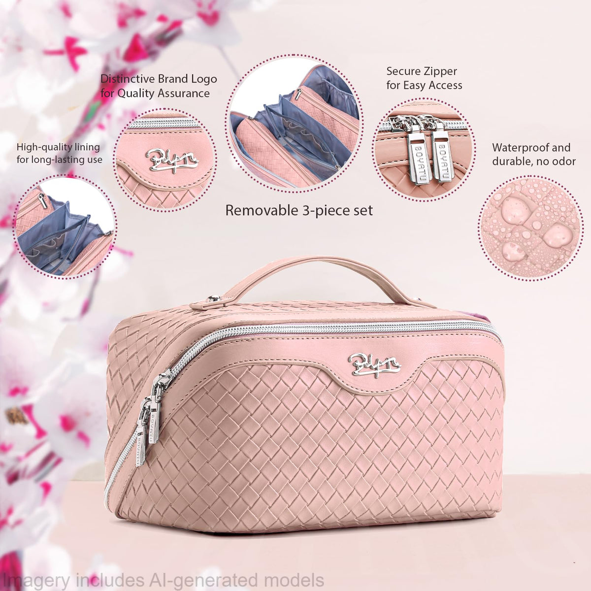BOYATU Travel Makeup Bag Cosmetic Bags for Women 3 Pcs Set - BOYATU Official Imagery - 3