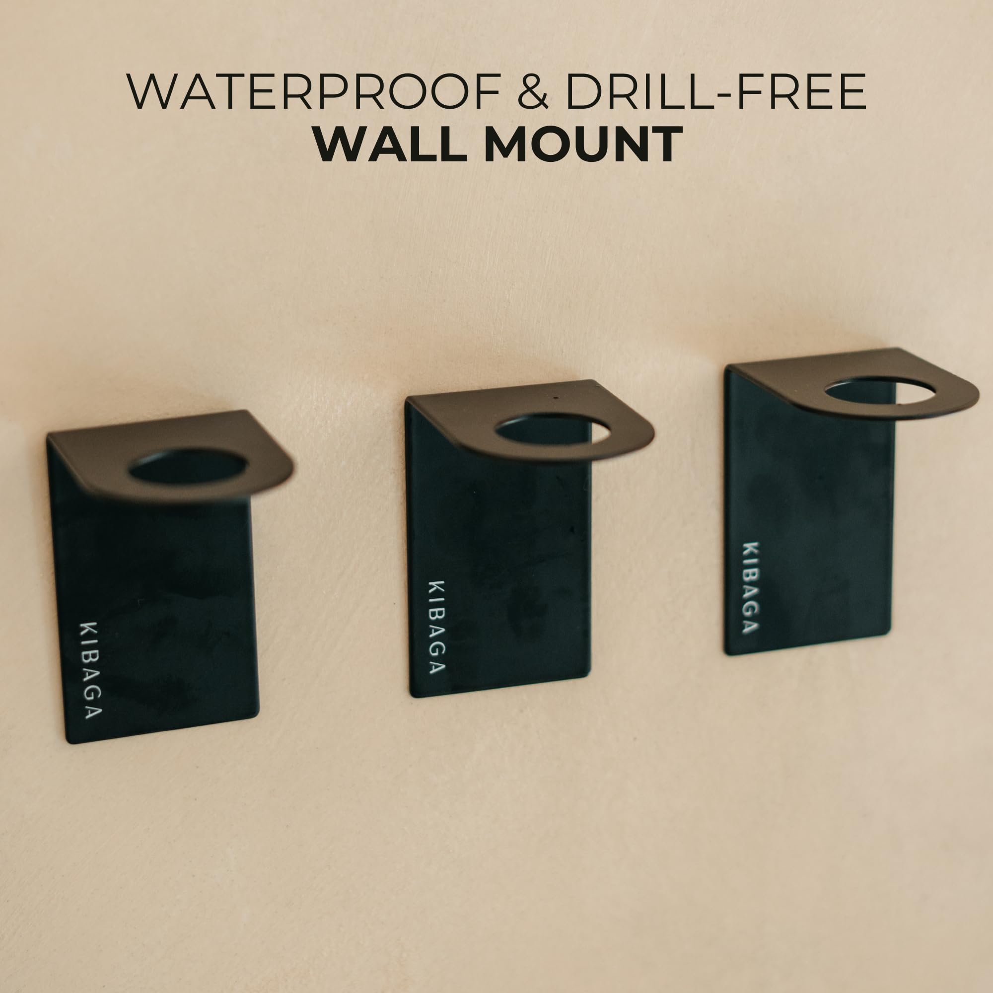 KIBAGA Stylish Shampoo & Conditioner Dispenser Set of 3 - Wall Mount, Drill Free - KIBAGA Official Product View 6