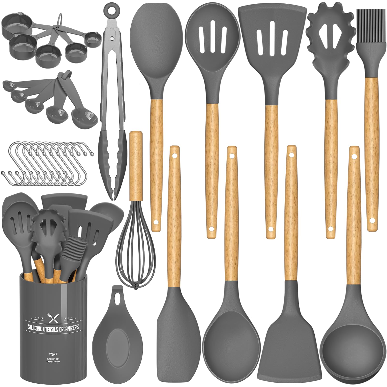 Umite Chef Kitchen Cooking Utensils Set, 33 pcs Non-Stick Silicon by Umite Chef - Angle View 8