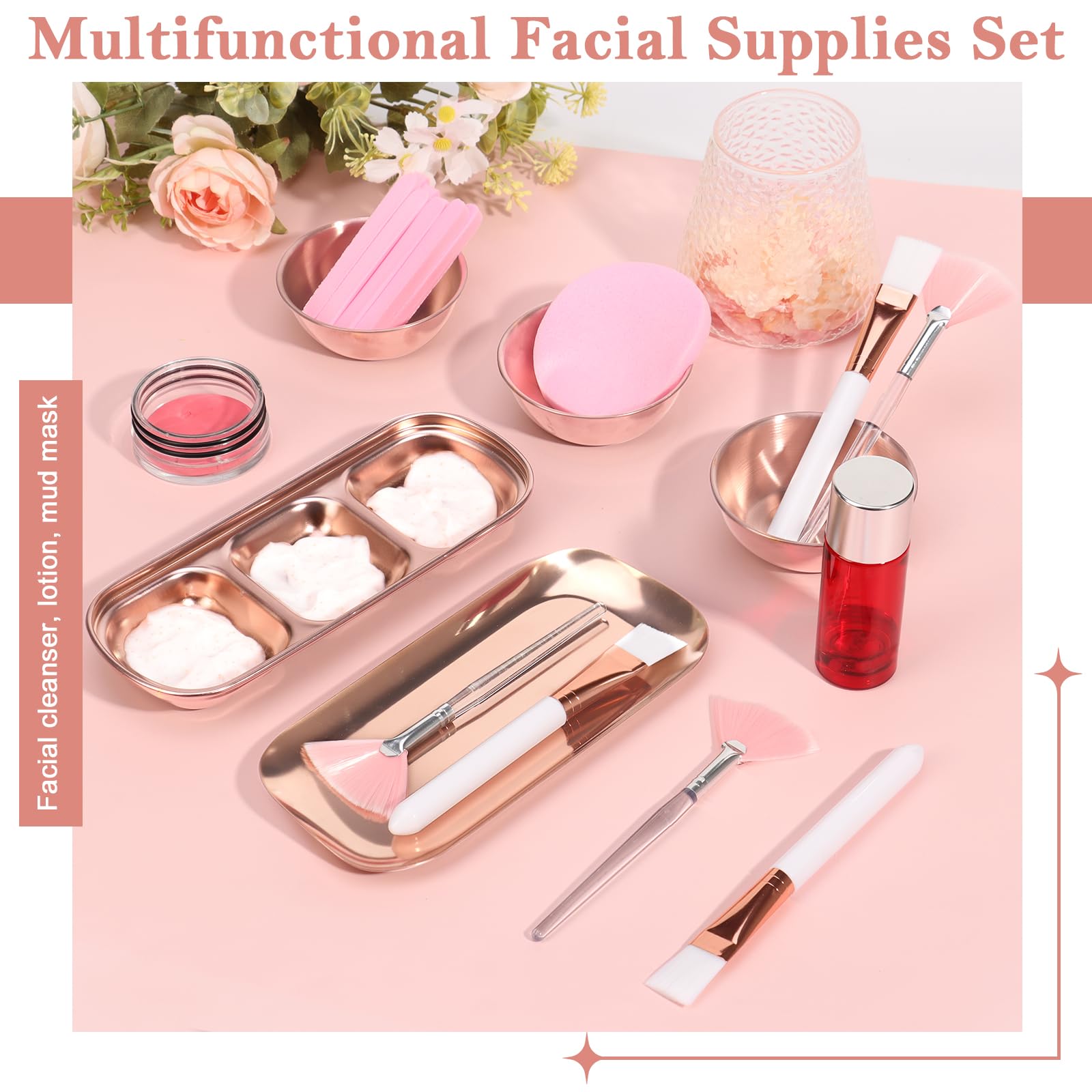 23 Pcs Rose Gold Esthetician Supplies 3 Stainless Steel Facial - DLUGOPIS