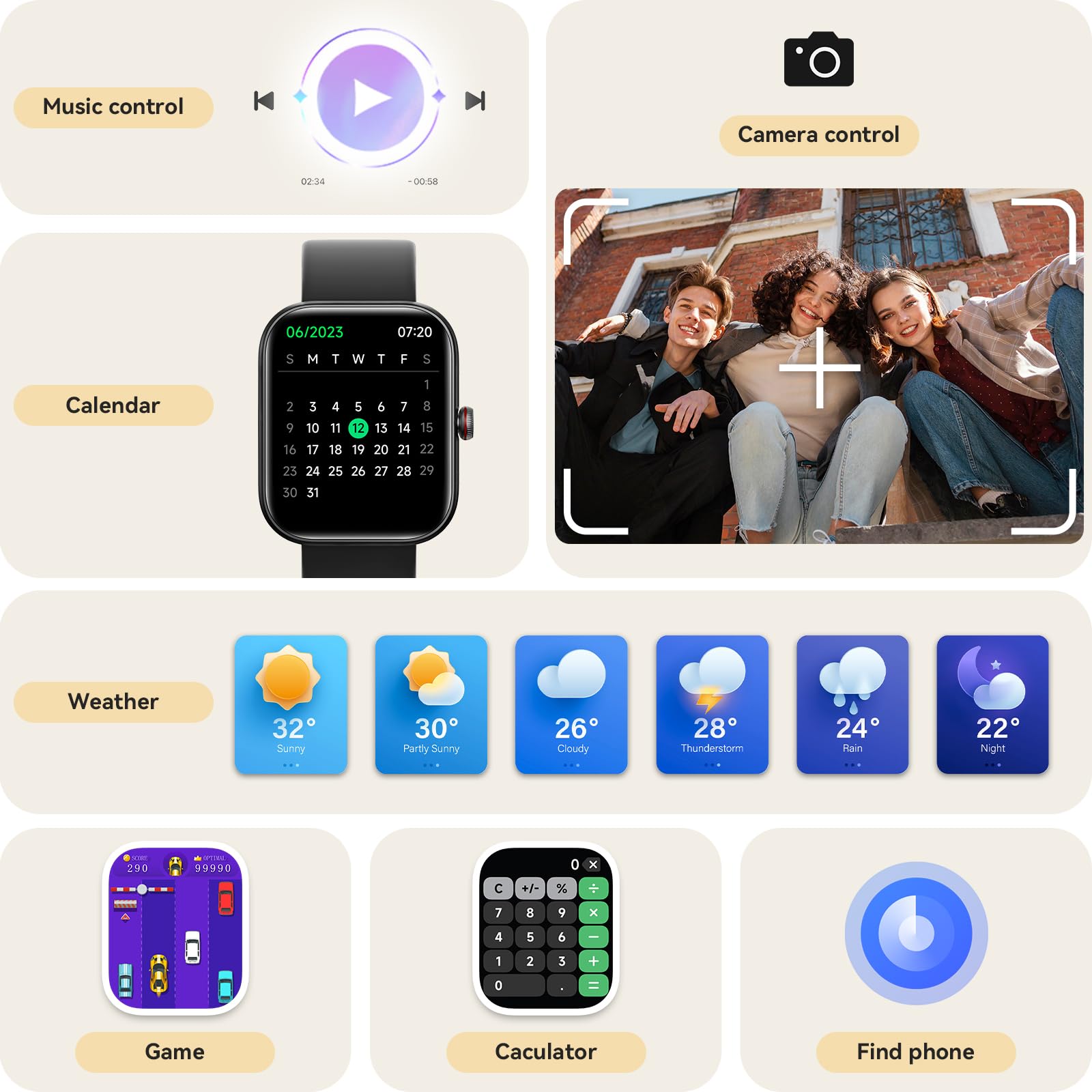 Yoever Smart Watch for Women Men, Smartwatch for iPhone & Android Blue - View 7