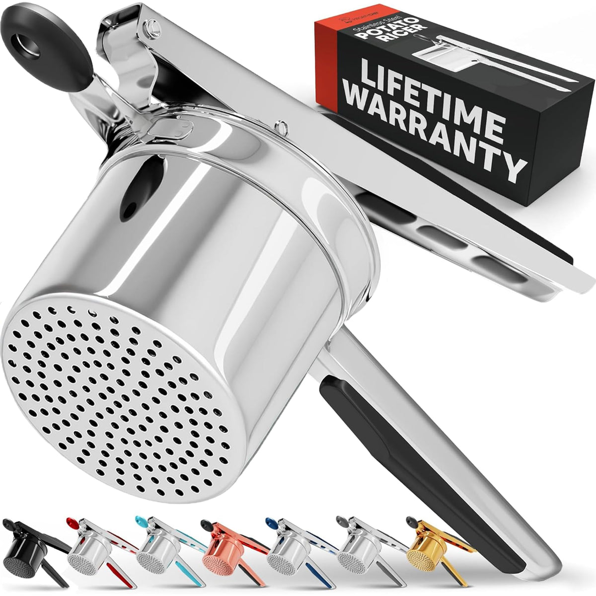 PriorityChef Large 15oz Potato Ricer Heavy Duty Stainless - Priority Chef Official Imagery - 1