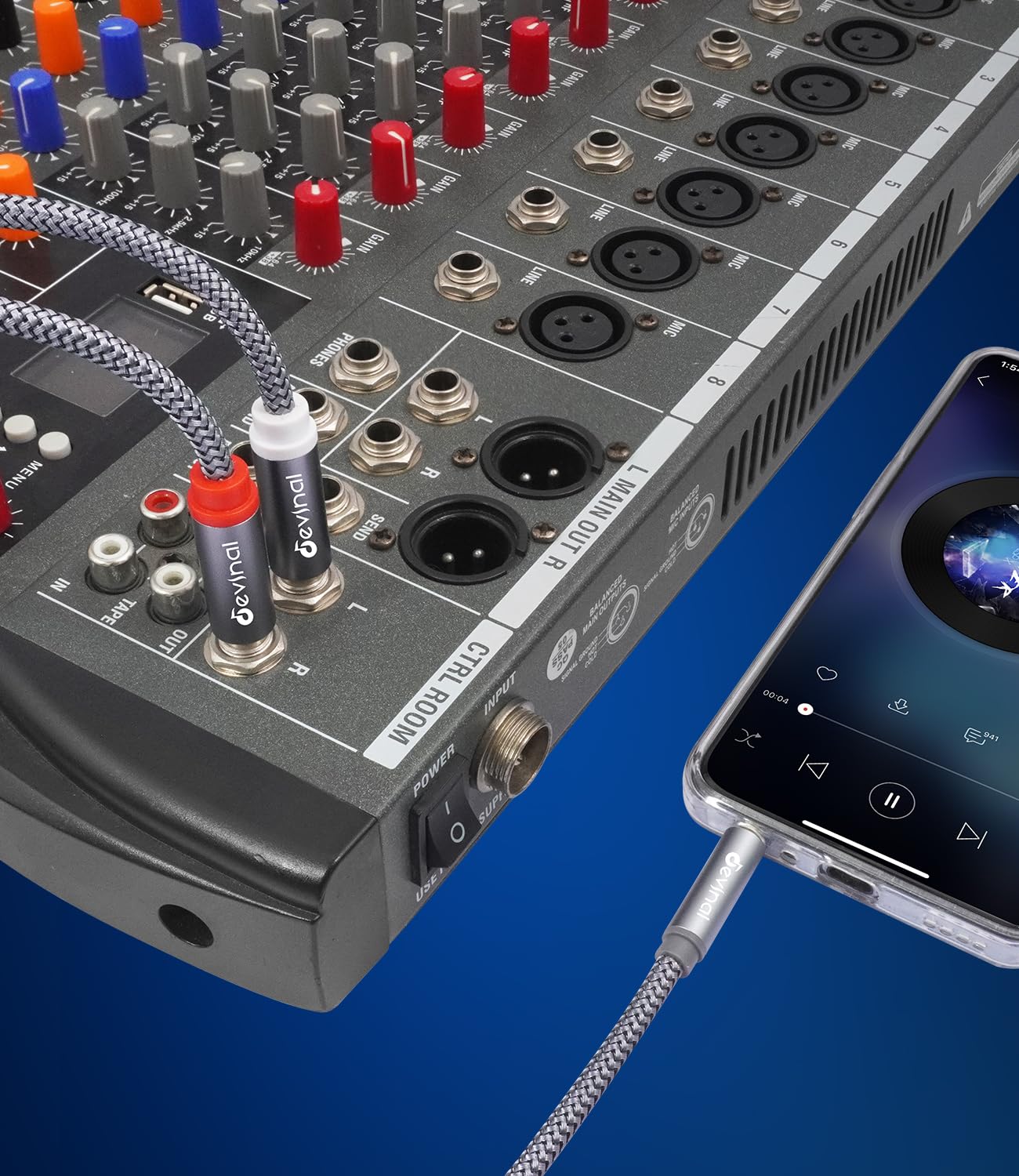 Devinal 3.5mm TRS to Dual 6.35mm TS Mono Audio Cable, 3.3FT, Brai by Devinal - Angle View 7