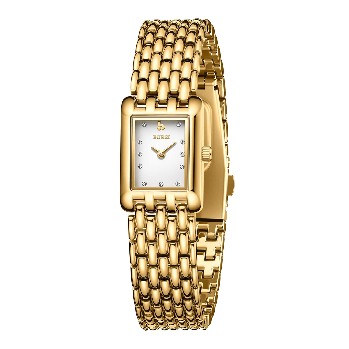 BUREI Women s Square Dial Watch with Crystals Gold Colored - BUREI Official Imagery - 1