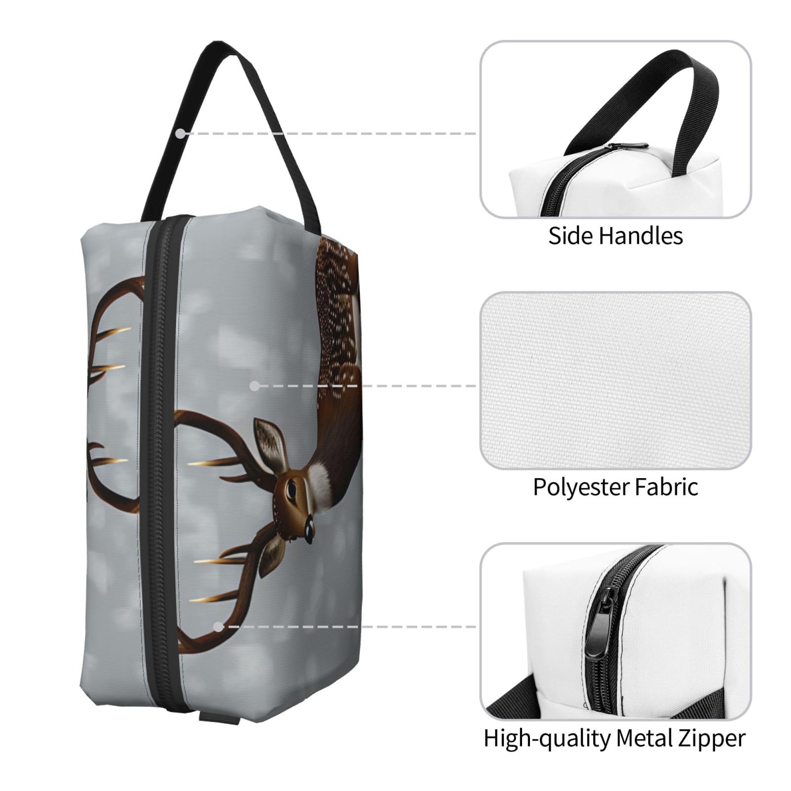 SXZVVBN Grey plum deer Large Capacity Travel Toiletry Bag Durable Oxford Cloth Makeup Organizer Cosmetic Pouch