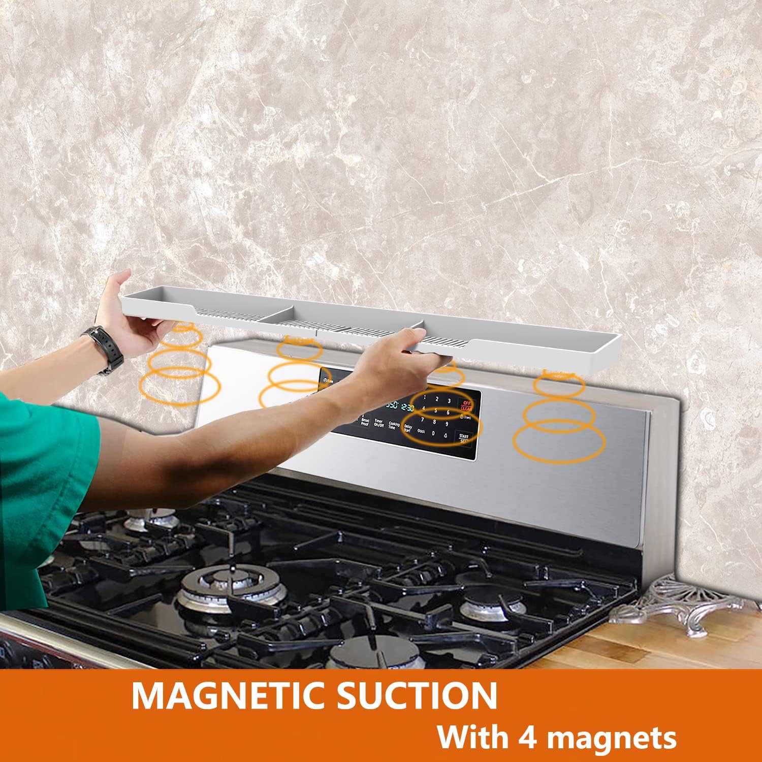 AWOKE Stove Top Shelf 30 Inch - Silicone Material Magnetic Shelf - AWOKE Official Product View 8