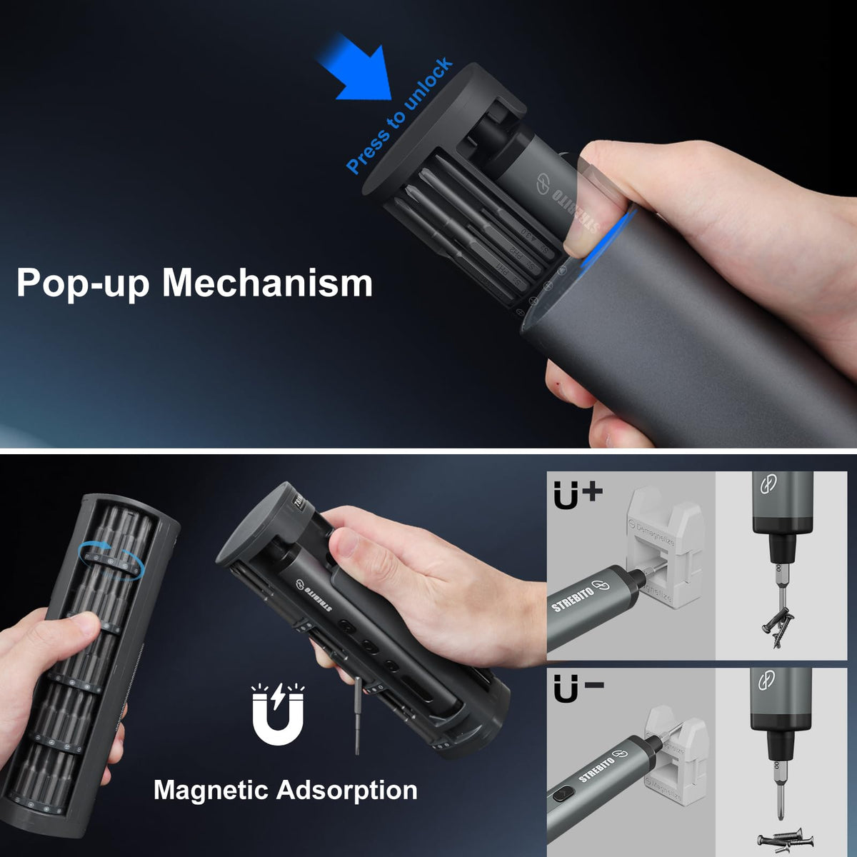 STREBITO 78 IN 1 Mini Electric Screwdriver Set Cordless - STREBITO Official Imagery - 8