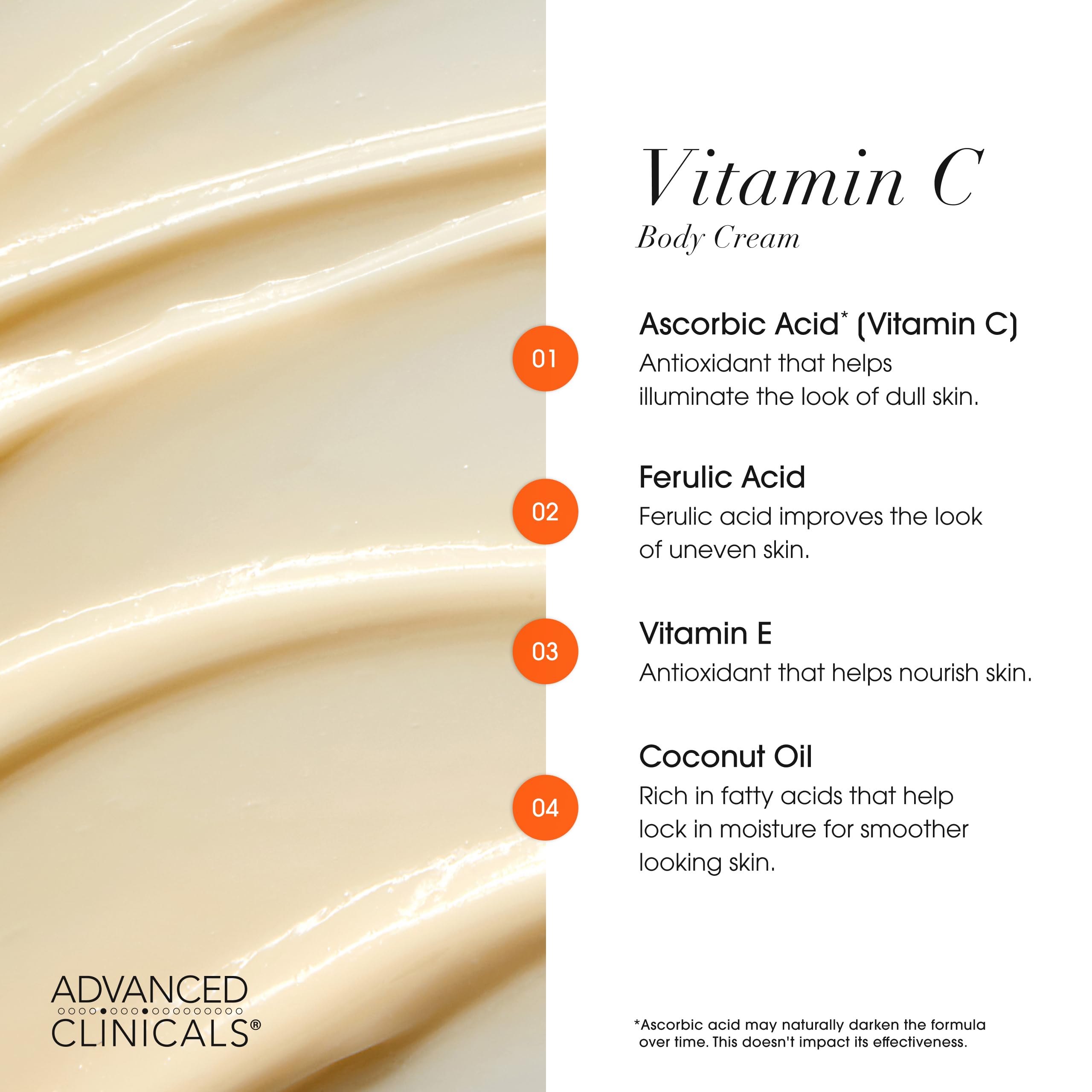 Advanced Clinicals Vitamin C Cream Visibly Brightening Body Lotion | Vitamin C Moisturizer Skin Care Body Cream For Women & Men Helps Visibly Improve Look Of Dark Spots & Uneven Skin Tone, 16 Ounce - Advanced Clinicals Official Product View 6