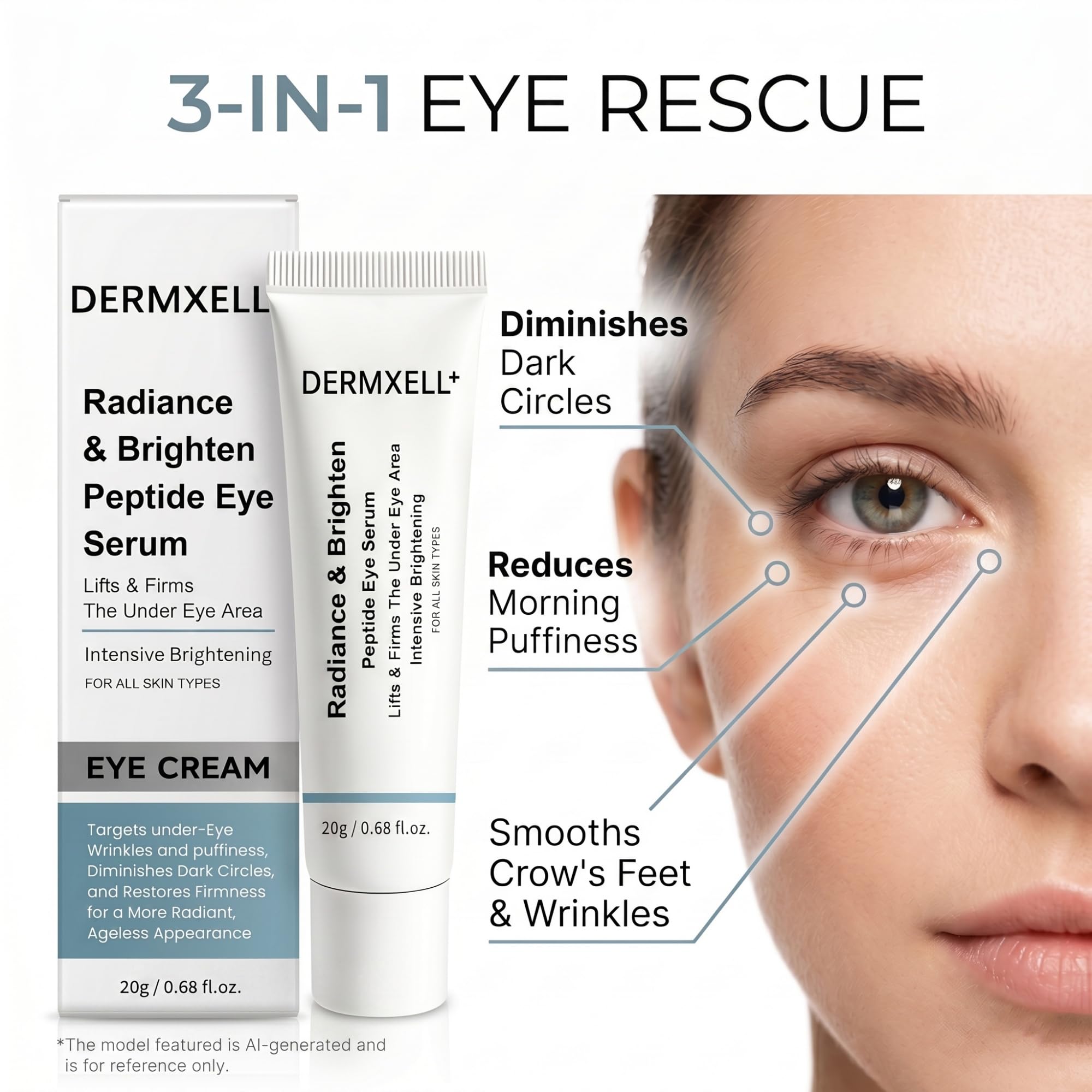 DERMXELL Lift Brighten Peptide Eye Serum Instant Firming - DERMXELL+ Official Imagery - 3