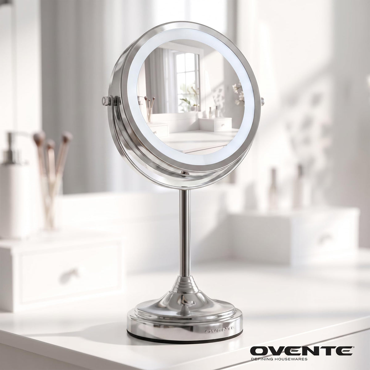 OVENTE 7 Lighted Magnifying Makeup Mirror Polished Chrome - OVENTE Official Imagery - 3