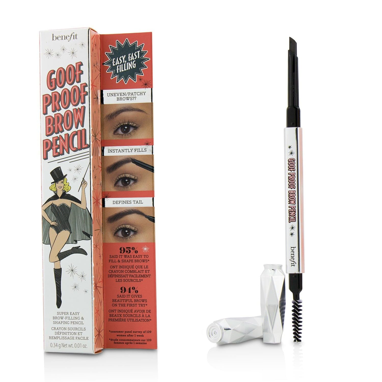 Benefit Goof Proof Brow Pencil #3.75 Warm Medium Brown, 0.01 Ounce