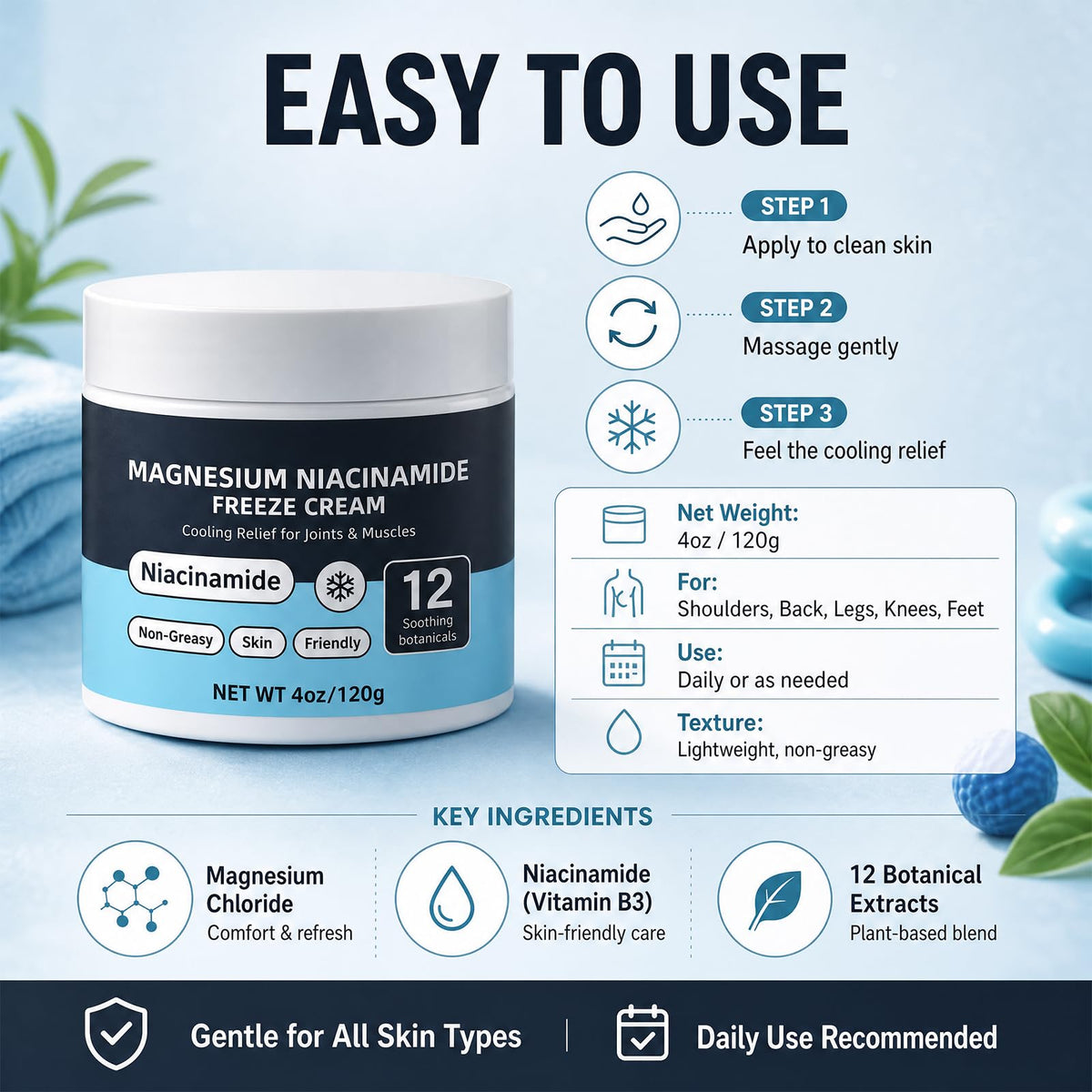 2026New Magnesium Relief Freeze Cream with Niacinamide - Premium Selection Official Imagery - 8