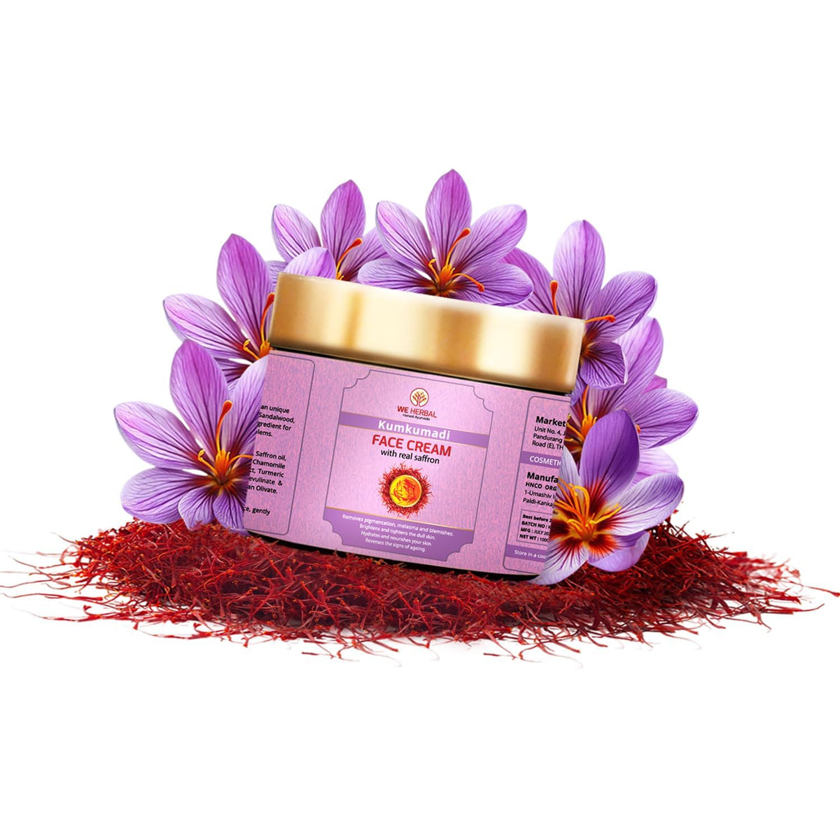 Kumkumadi Face Cream With Saffron Aloe Vera For Face 50g 1 - WE HERBAL Official Imagery - 2