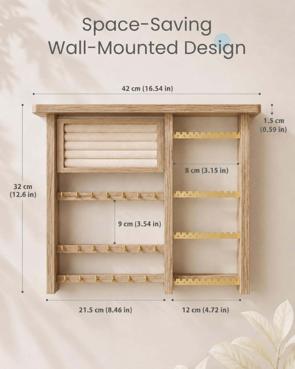 Lolalet Hanging Jewelry Organzier Wall Mounted Wooden - Lolalet Official Imagery - 4