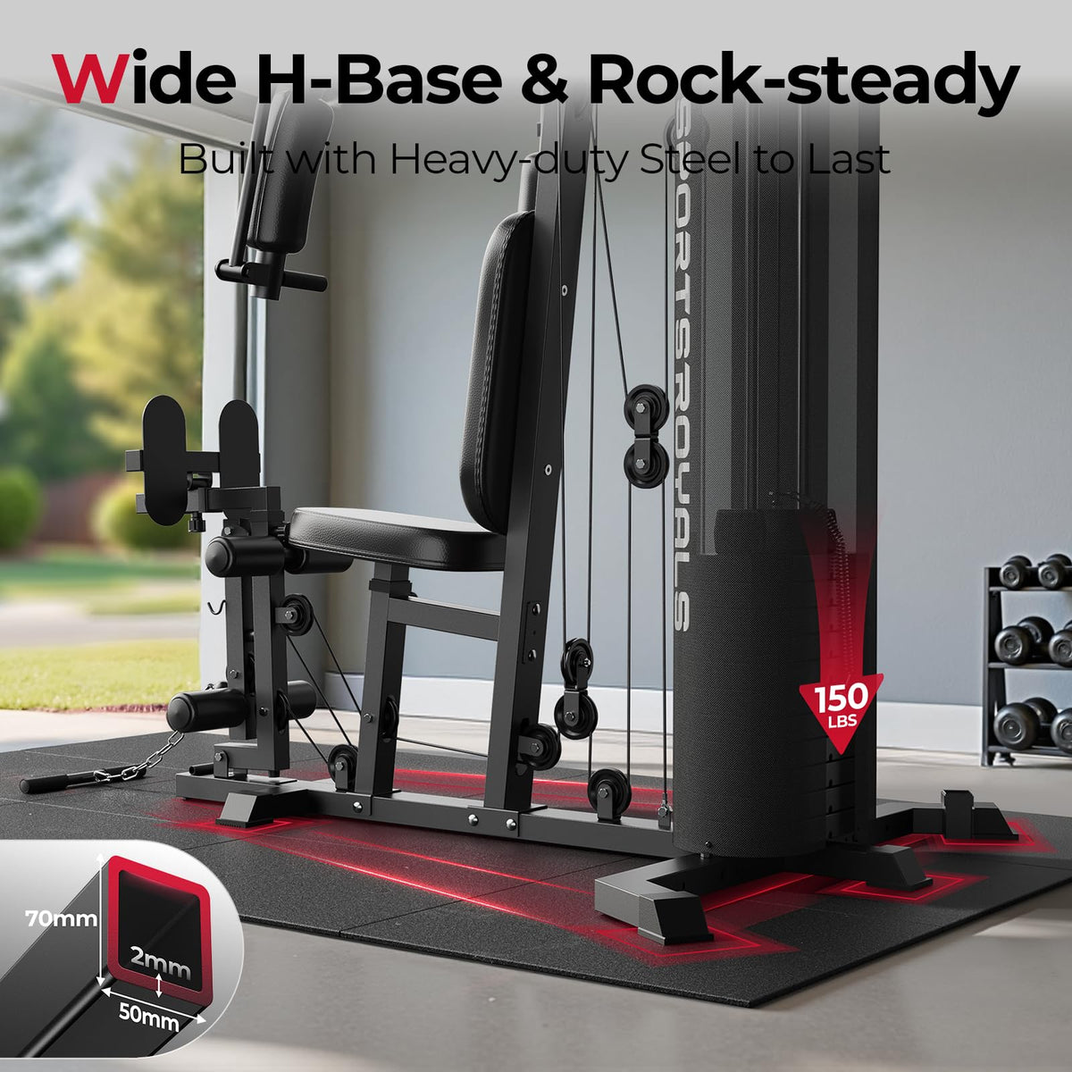 SPORTSROYALS Home Gym Multifunctional Workout Station with - Sportsroyals Official Imagery - 6