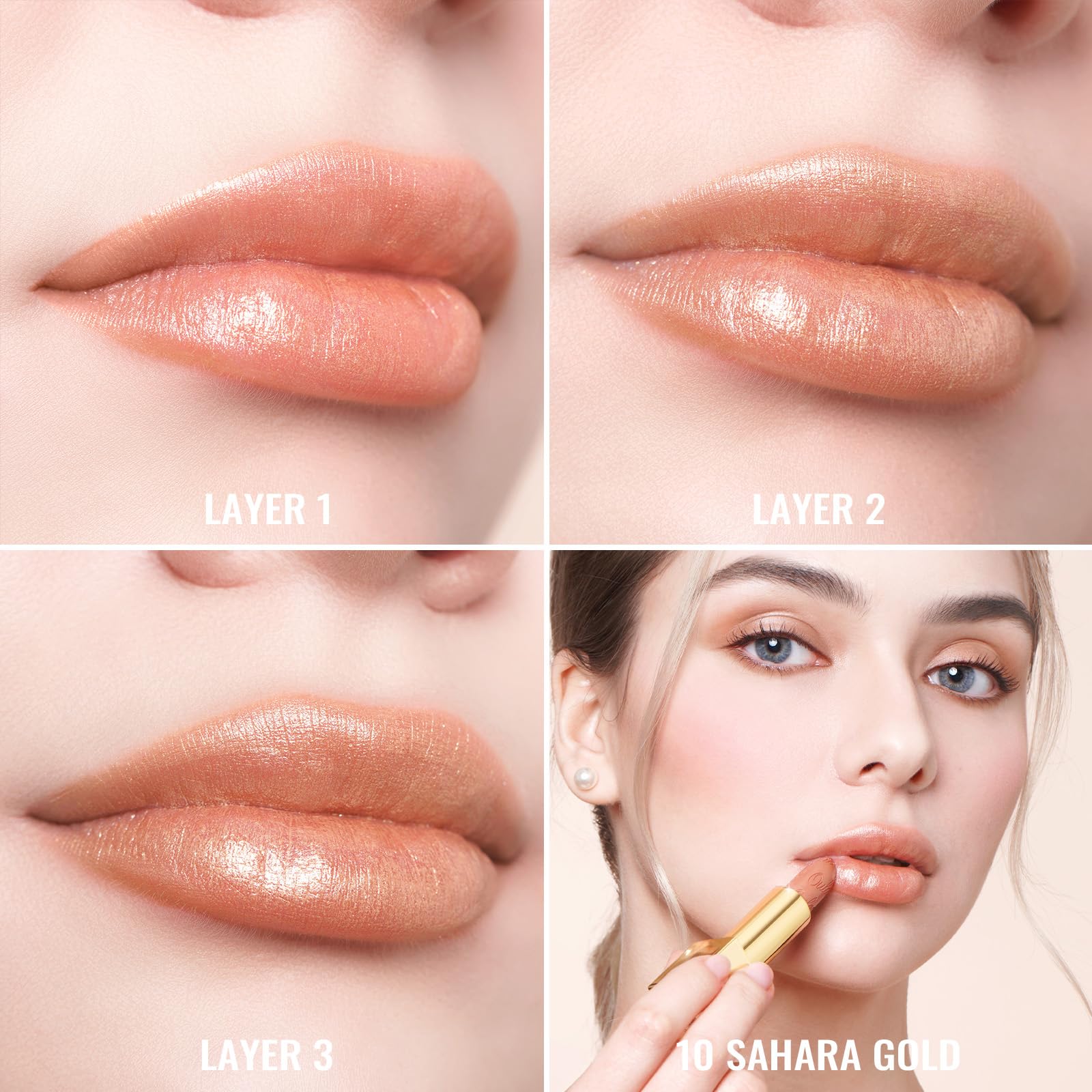 Oulac Metallic Lipstick for Women with Lightweight Hydrating Formula, - View 6
