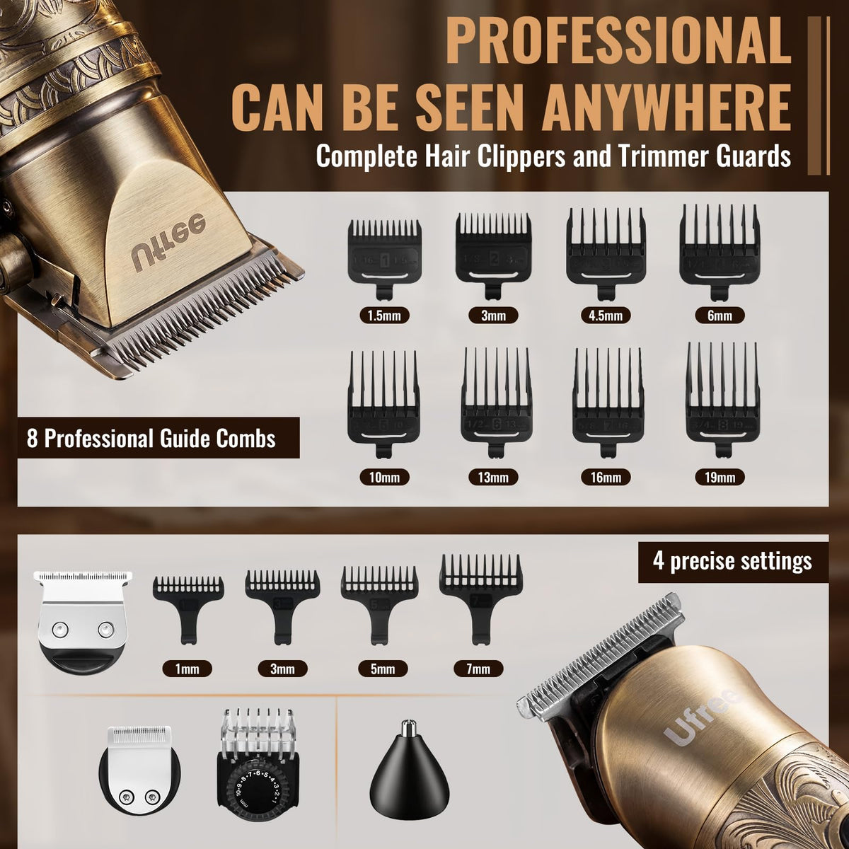 Ufree Hair Clippers for Men Beard Trimmer Foil Shaver 3 in 1 - Ufree Official Imagery - 6