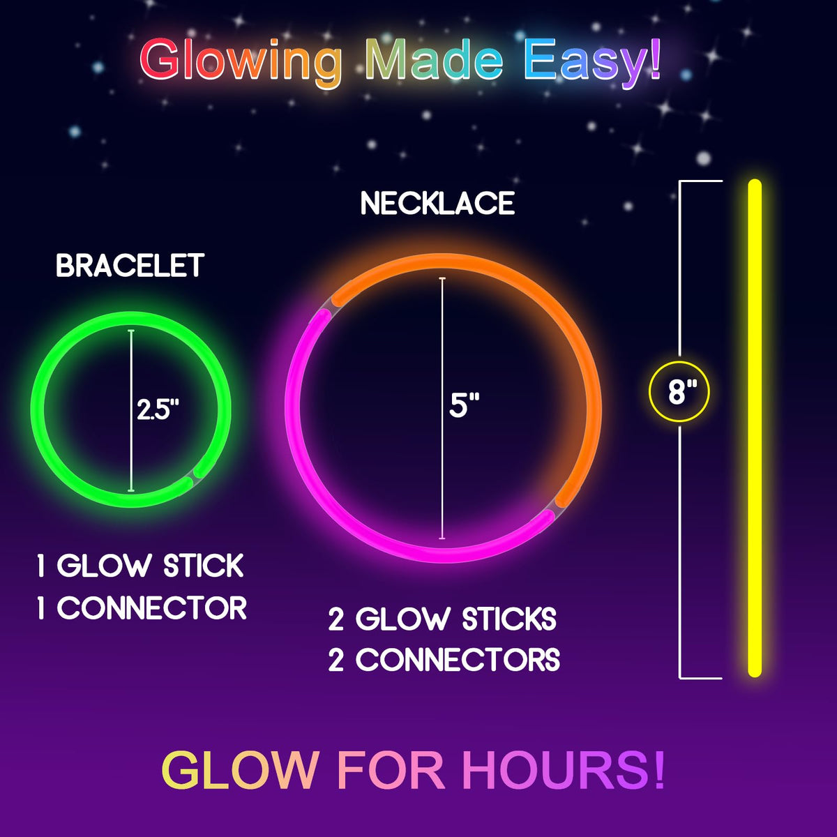 JICUICUI Glow Sticks Bulk Party Pack Ultra Bright 500pk Glow - JICUICUI Official Imagery - 5