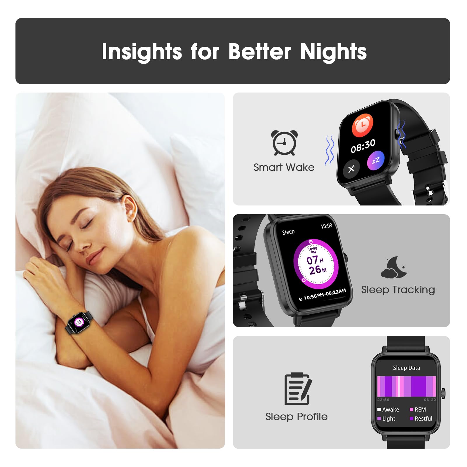 FTTMWTAG Smart Watch  : 1.85" Waterproof Fitness Trackers with 24-Hour - View 5