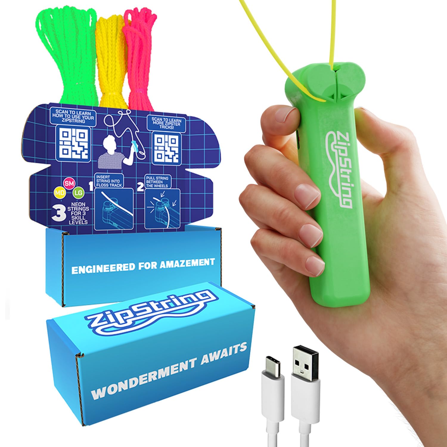 ZipString Original Rope Launcher Toy, Luscious Lime - ZipString Official Product View 1