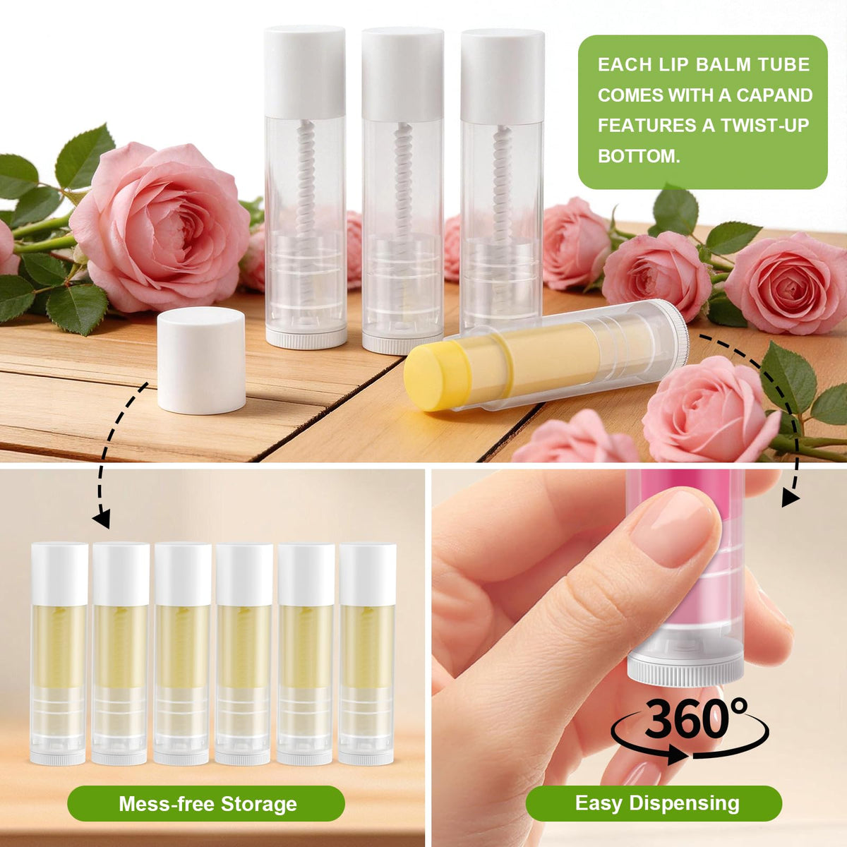100 Pack Empty Lip Balm Tubes 5 5ml Twist Up lipsticks - Chinhonr Official Imagery - 6