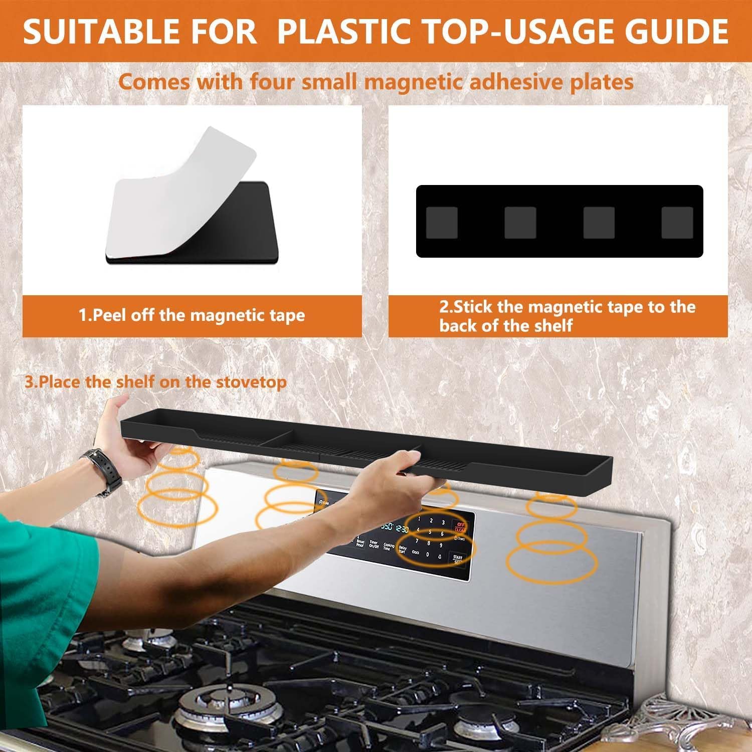 AWOKE Stove Top Shelf 30 Inch - Silicone Material Magnetic Shelf - AWOKE Official Product View 5